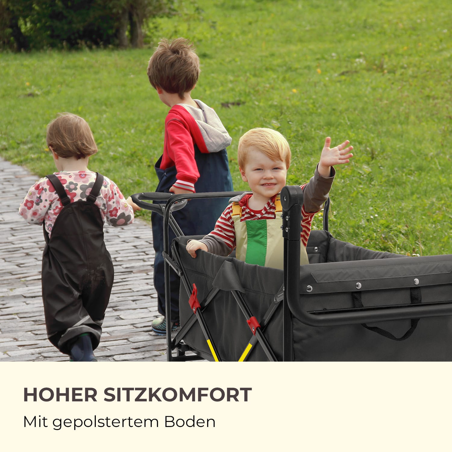 Easy Rider Bollerwagen bis 70kg Teleskopstange zusammenklappbar grau 