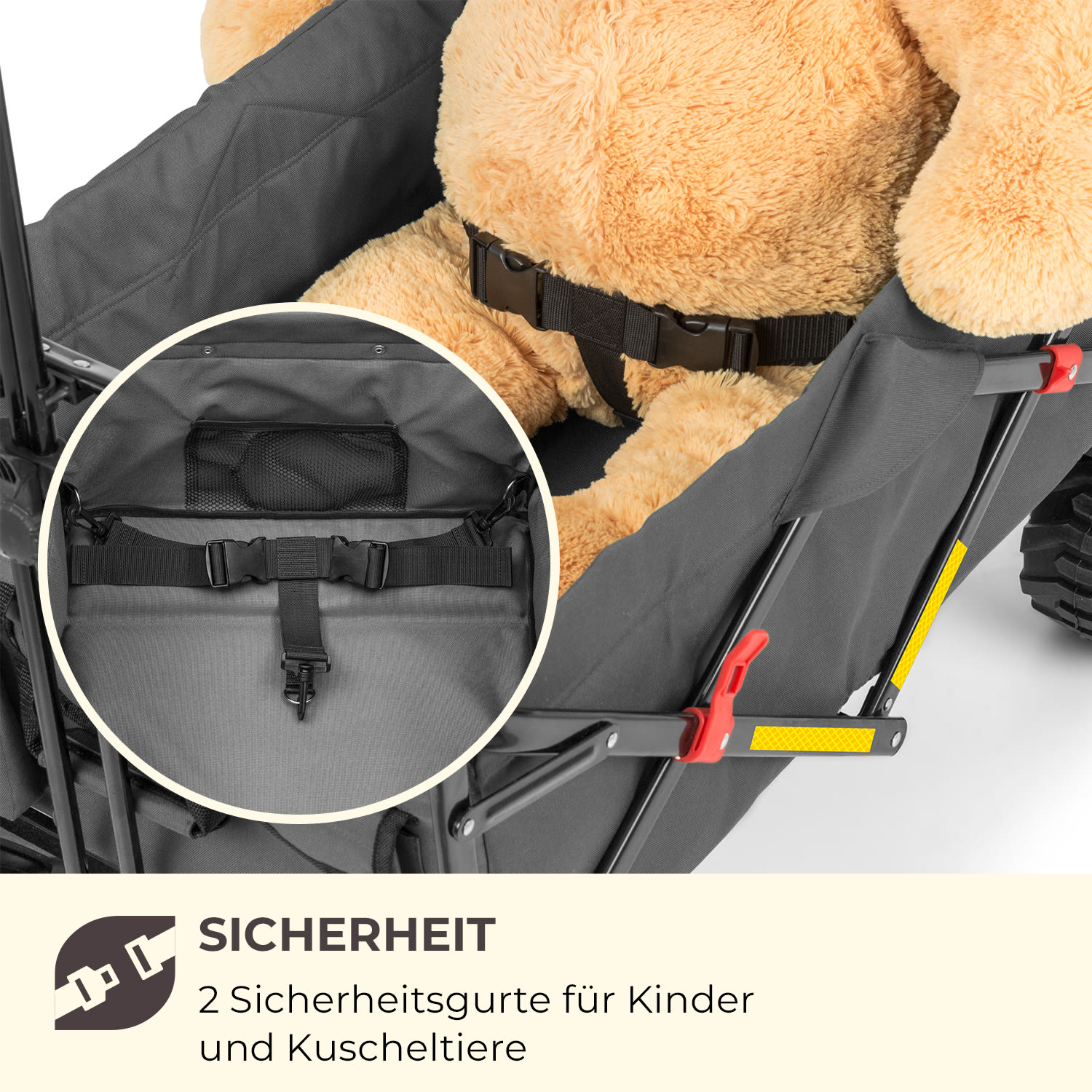 Easy Rider Bollerwagen bis 70kg Teleskopstange zusammenklappbar grau 