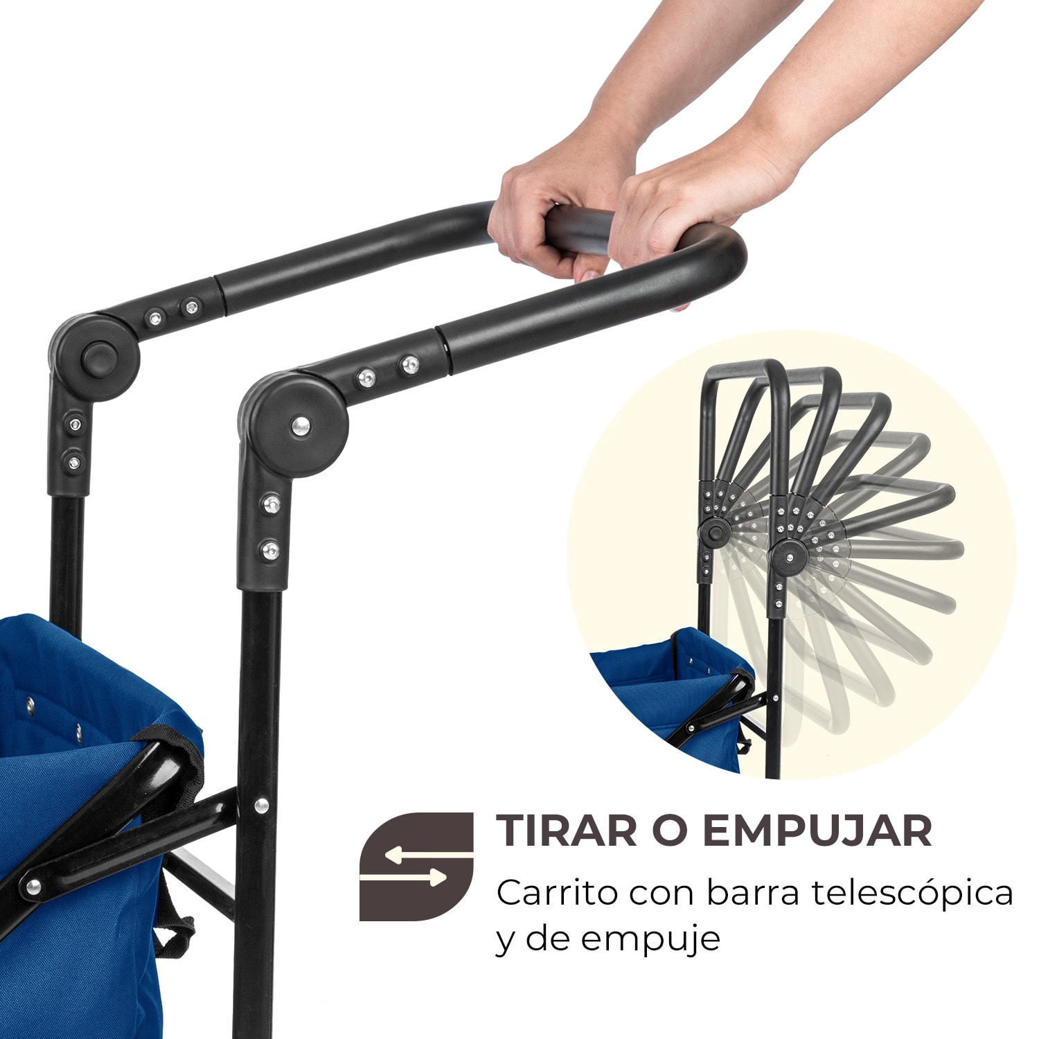 Easy Rider Carrito de mano hasta 70 kg Barra telescópica Plegable Azul Azul Marino