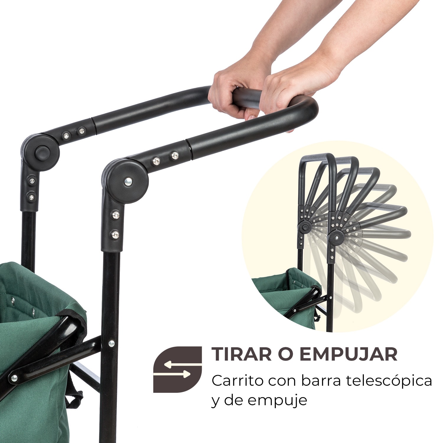 Easy Rider Carrito de mano hasta 70 kg Barra telescópica Plegable Verde Musgo Oscuro