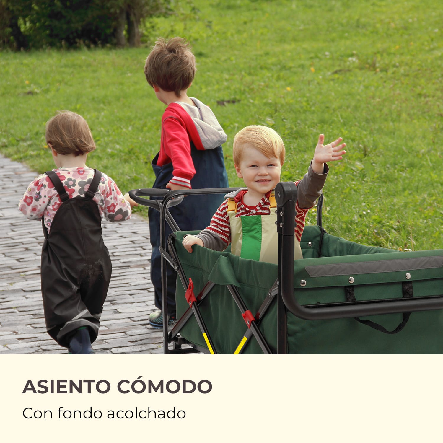 Easy Rider Carrito de mano hasta 70 kg Barra telescópica Plegable Verde Musgo Oscuro