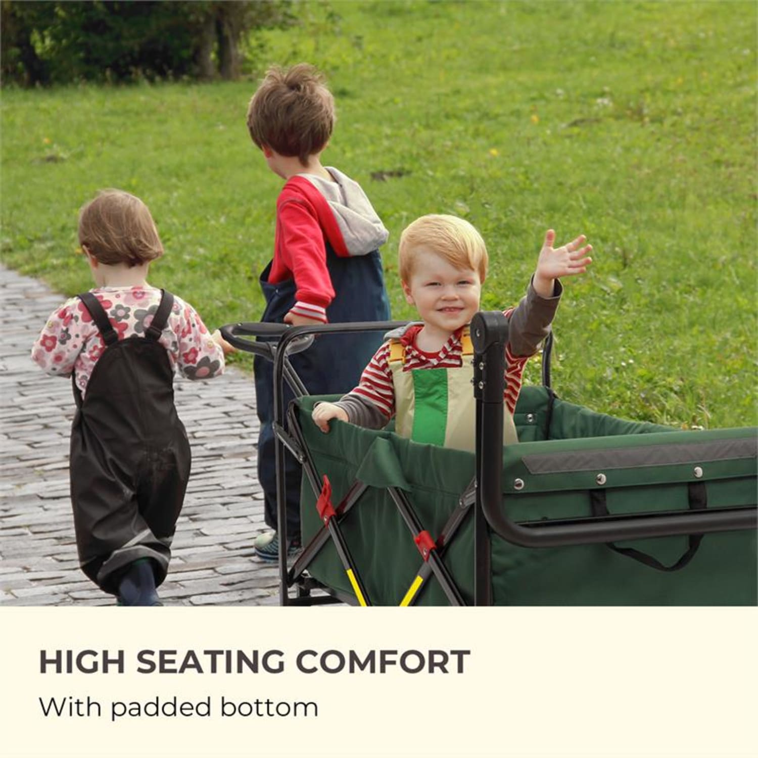 Easy Rider, húzható kocsi, 70 kg-ig, teleszkópos rúd, összecsukható, zöld Sötét moha