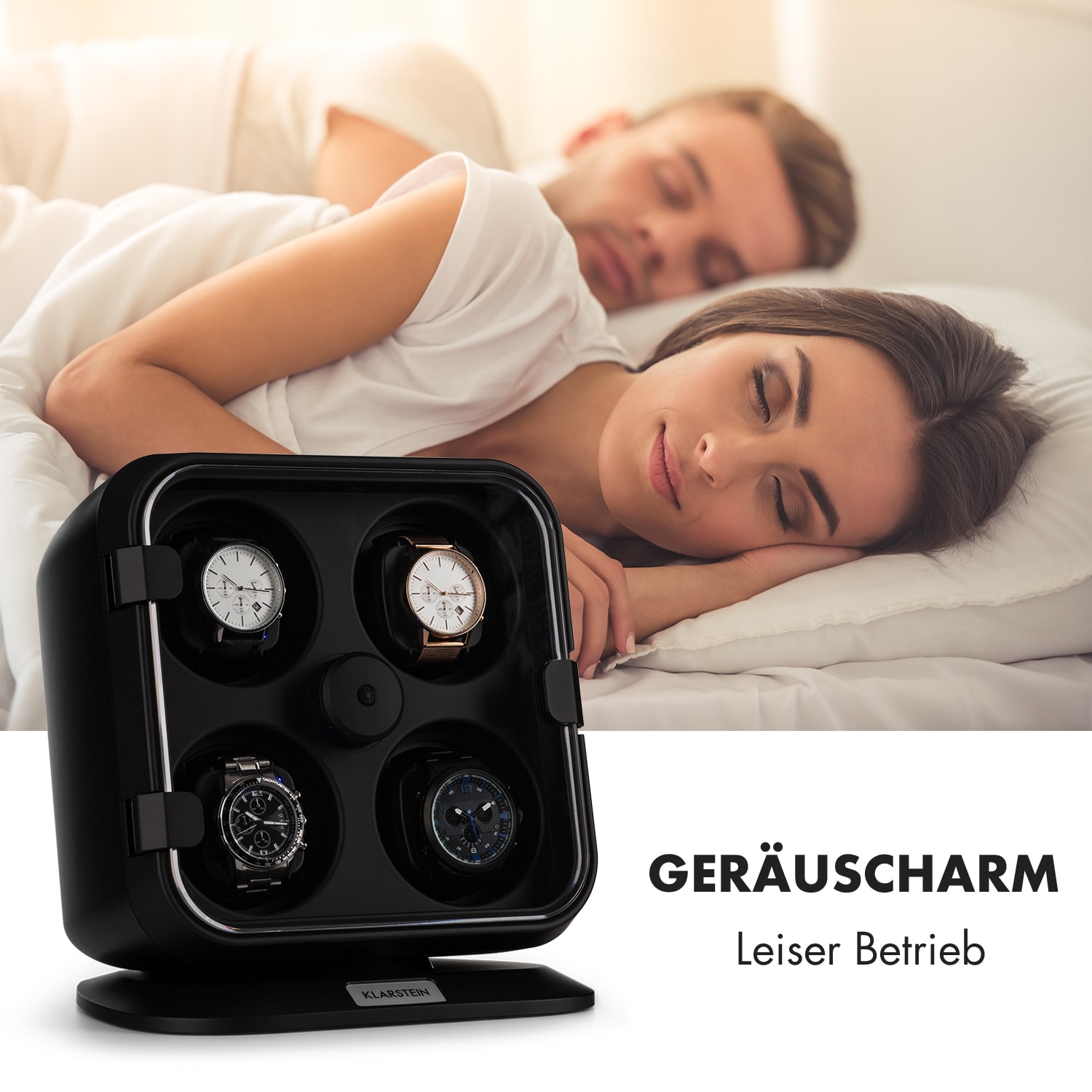 Clover - Caricatore per 4 orologi, 3 rotazioni, 4 velocità, LED Nero