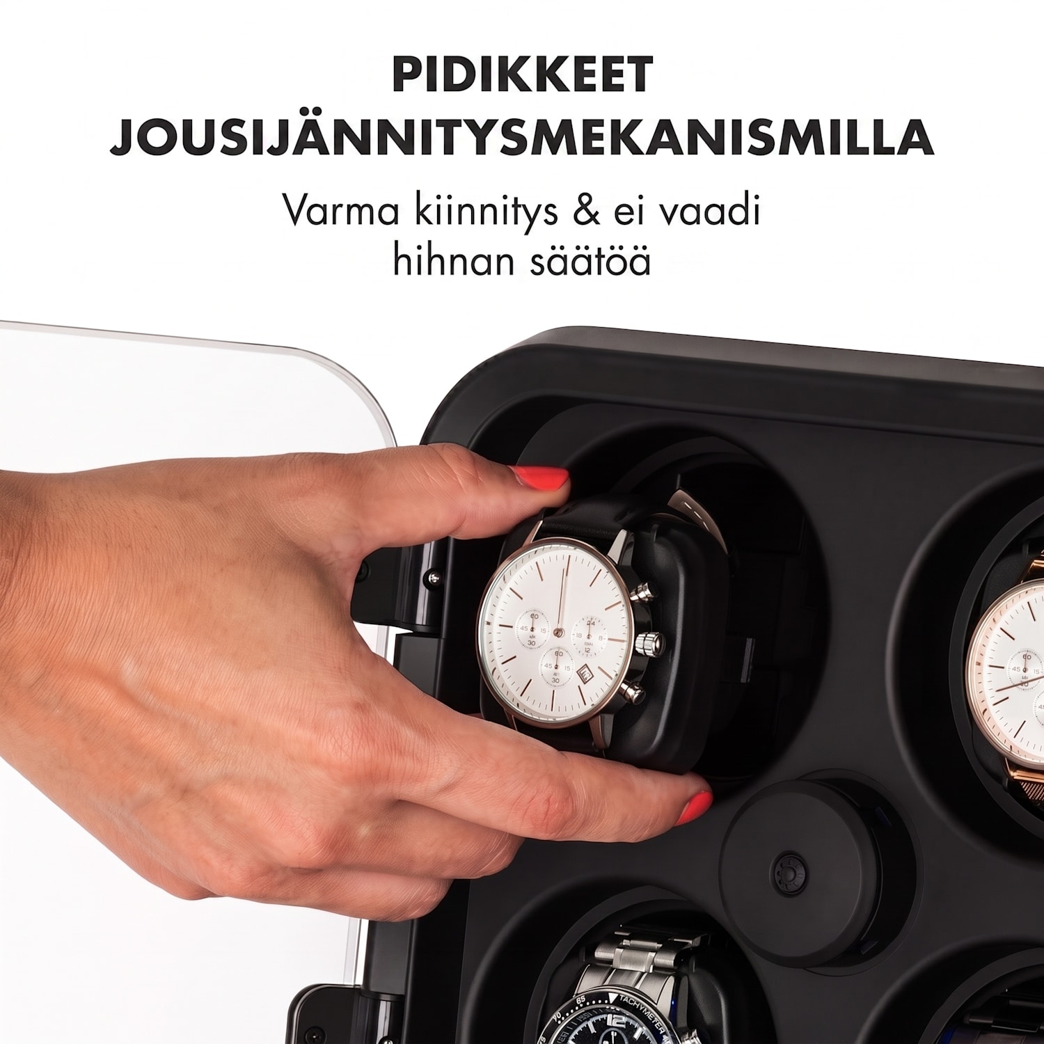 Clover kellonllikuttaja 4 kellolle 3 pyörimistilaa 4 nopeutta LED Musta
