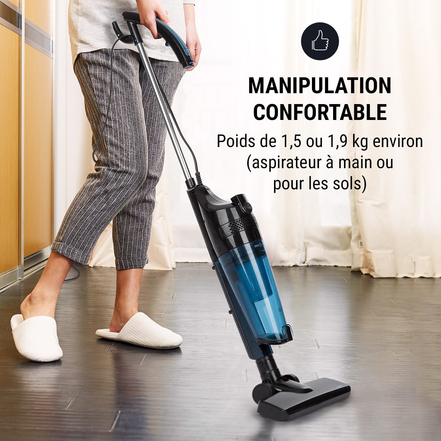 Duster Aspirateur cyclone sans sac 72dB 600W - bleu & noir 