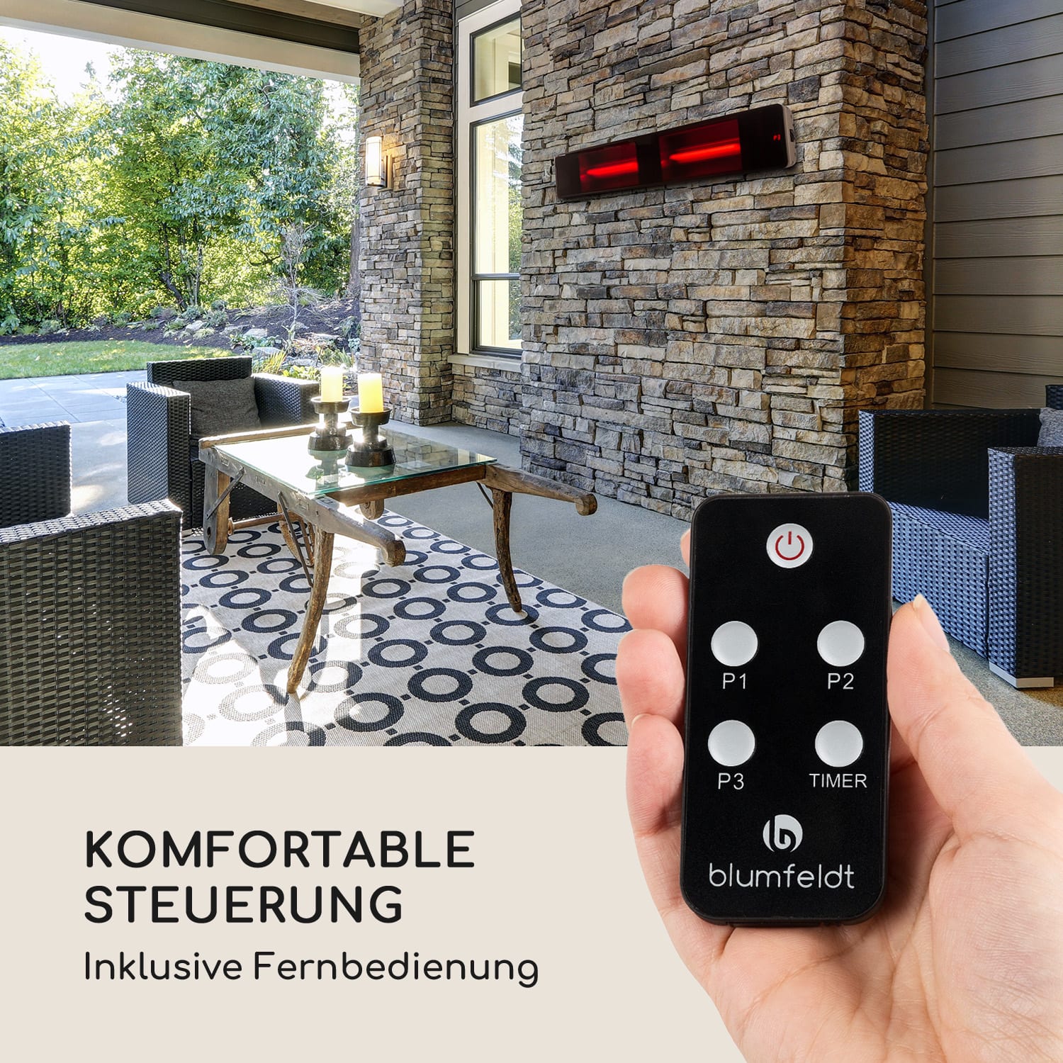 Phantom Plus Heizstrahler Aluminium 800/1200/2400W Fernbedienung grau 2400 W | Nein