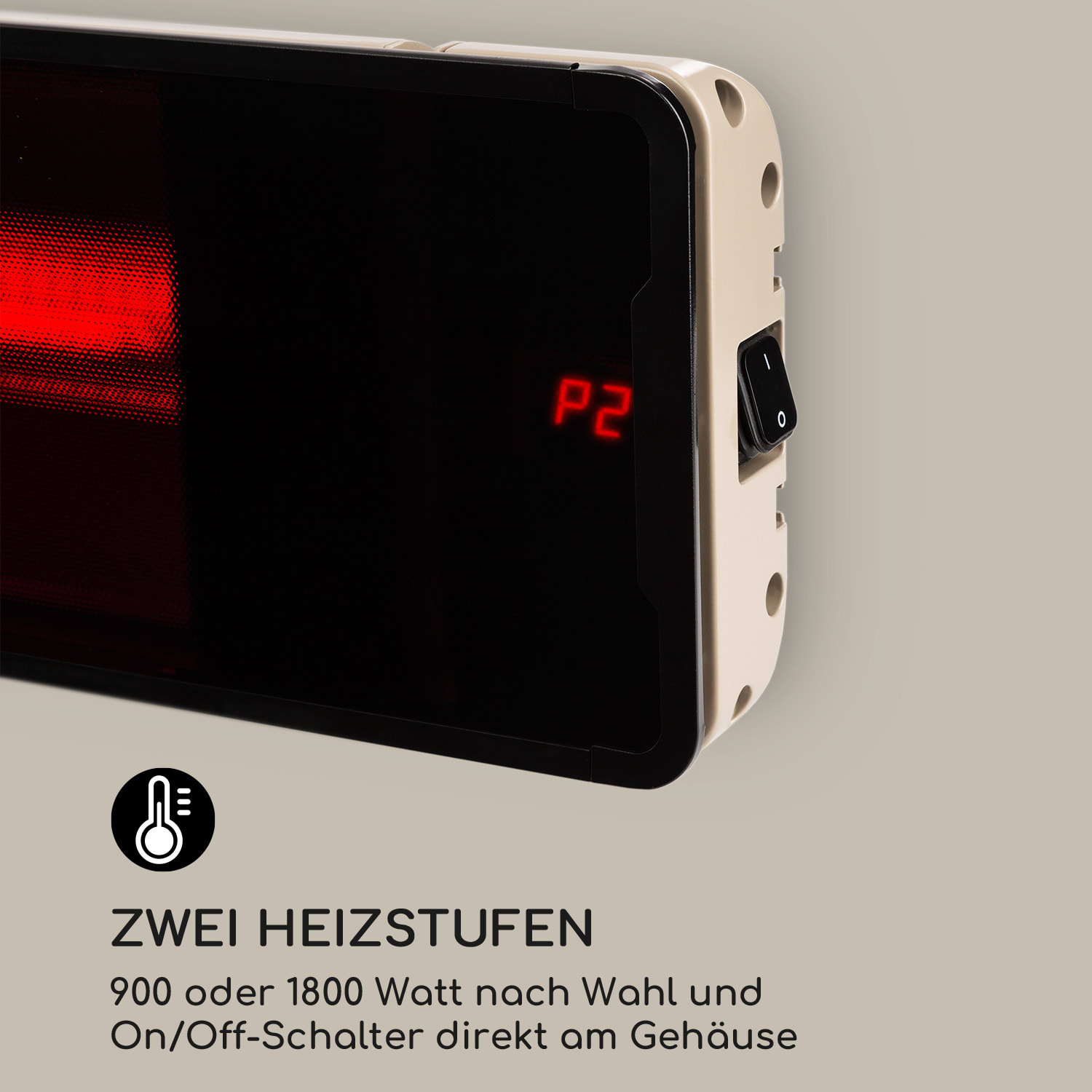 Phantom Heizstrahler Aluminium 900/1800W Fernbedienung grau 