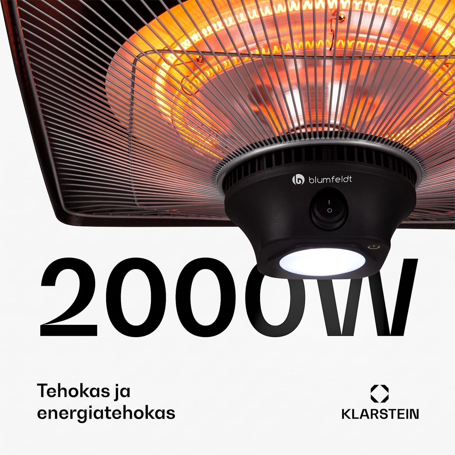 Heat Square, infrapunalämmitin, 1000/2000 W, hiili, IP24, LED Musta