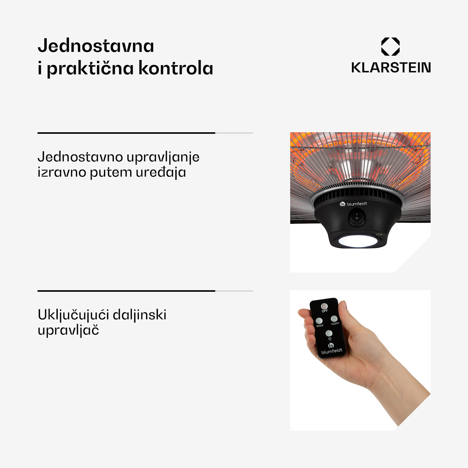 Heat Square, infracrvena grijalica, 1000 / 2000 W, Carbon, IP34, LED 