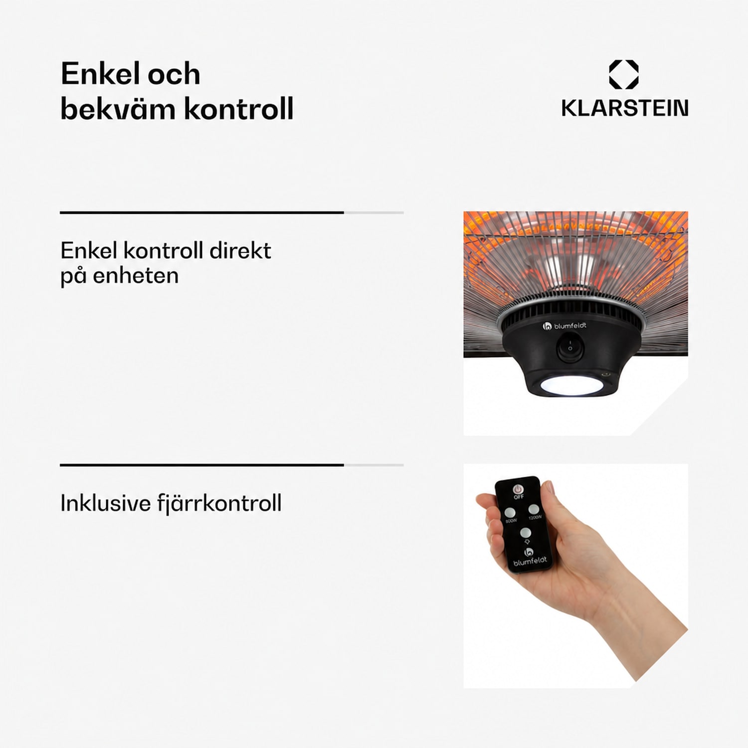 Heat Square Infravärmare 1000/2000W kol IP24 LED 