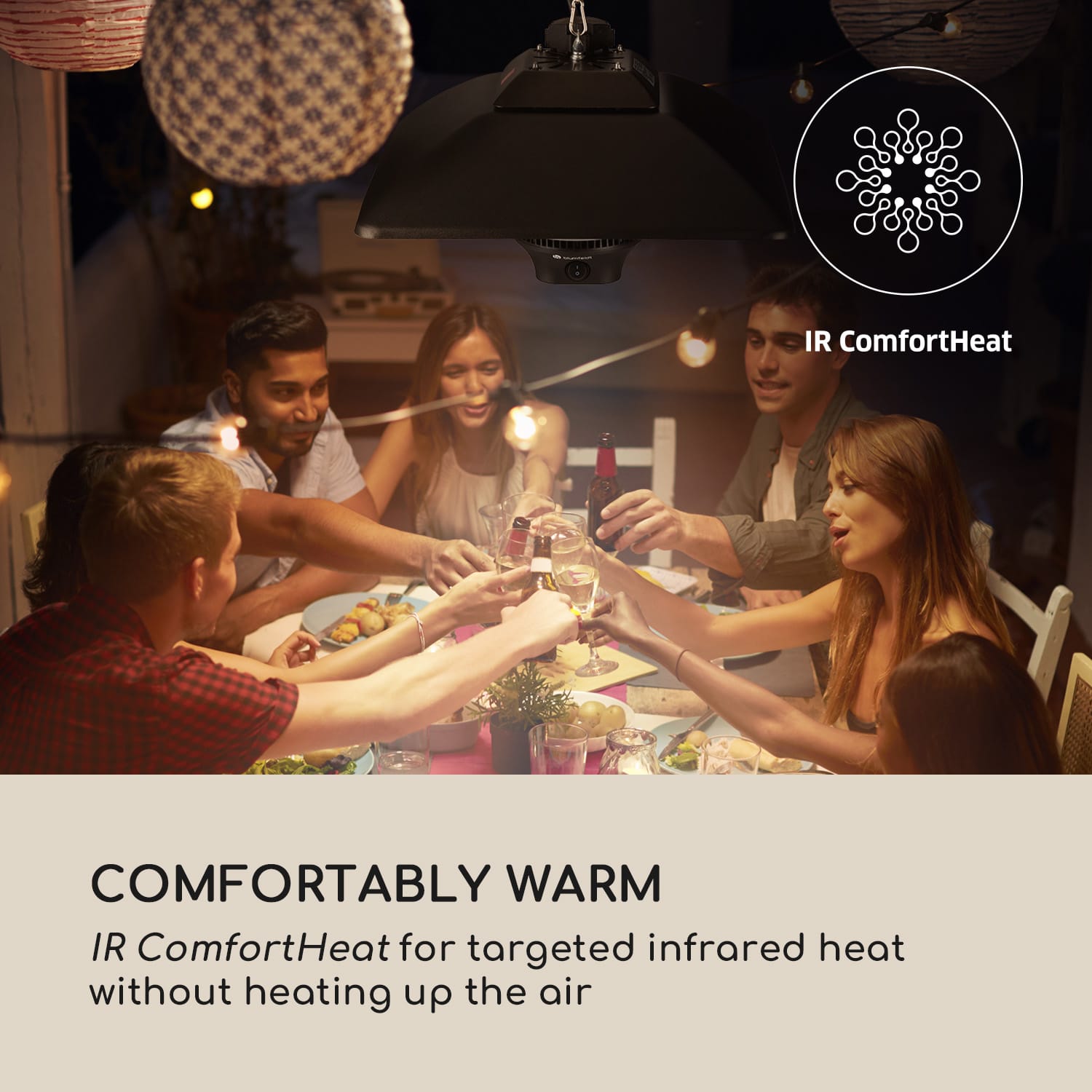 Heat Square infrared radiant heater 1000/2000W Carbon IP24 LED 