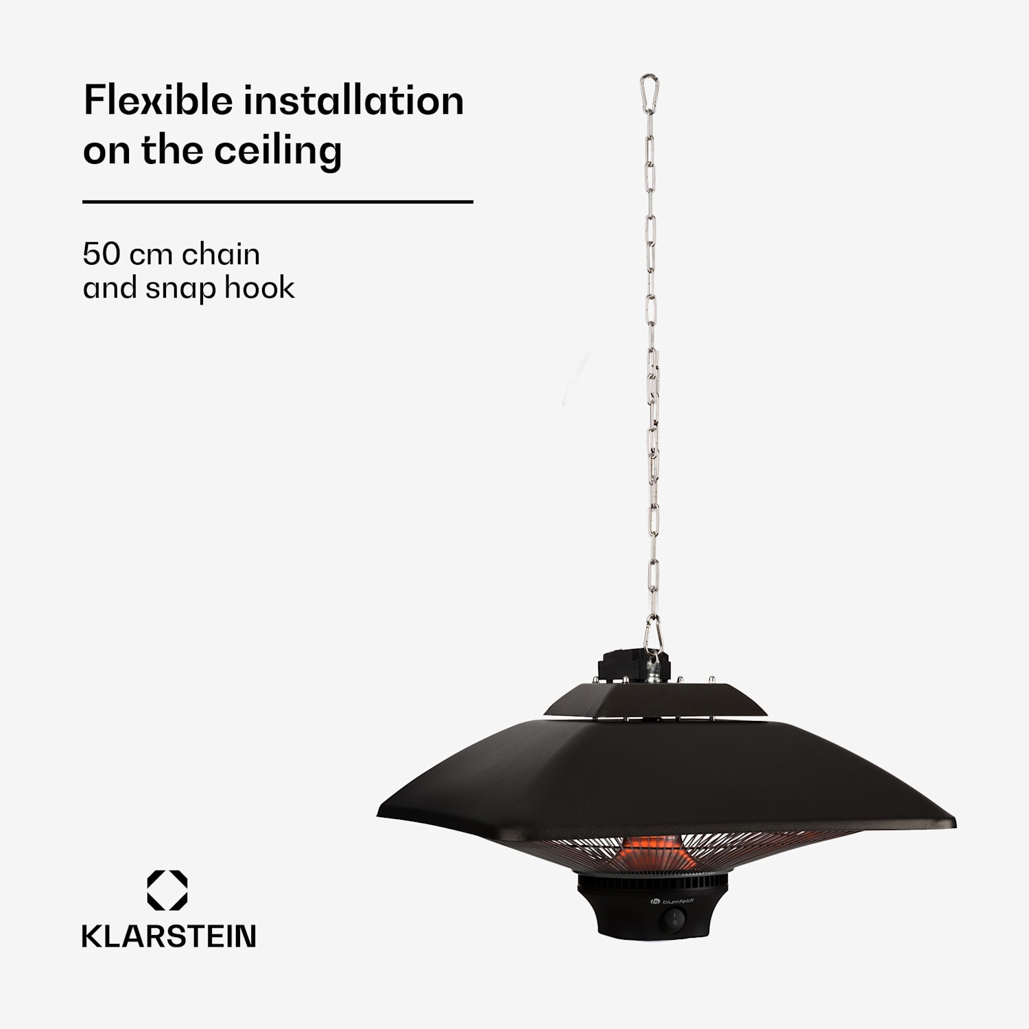 Heat Square infrared radiant heater 1000/2000W Carbon IP24 LED Black