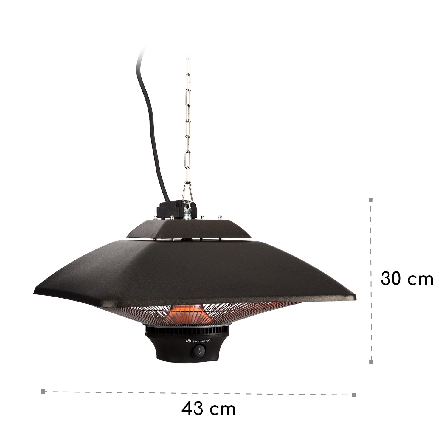 Heat Square infrared radiant heater 1000/2000W Carbon IP24 LED 