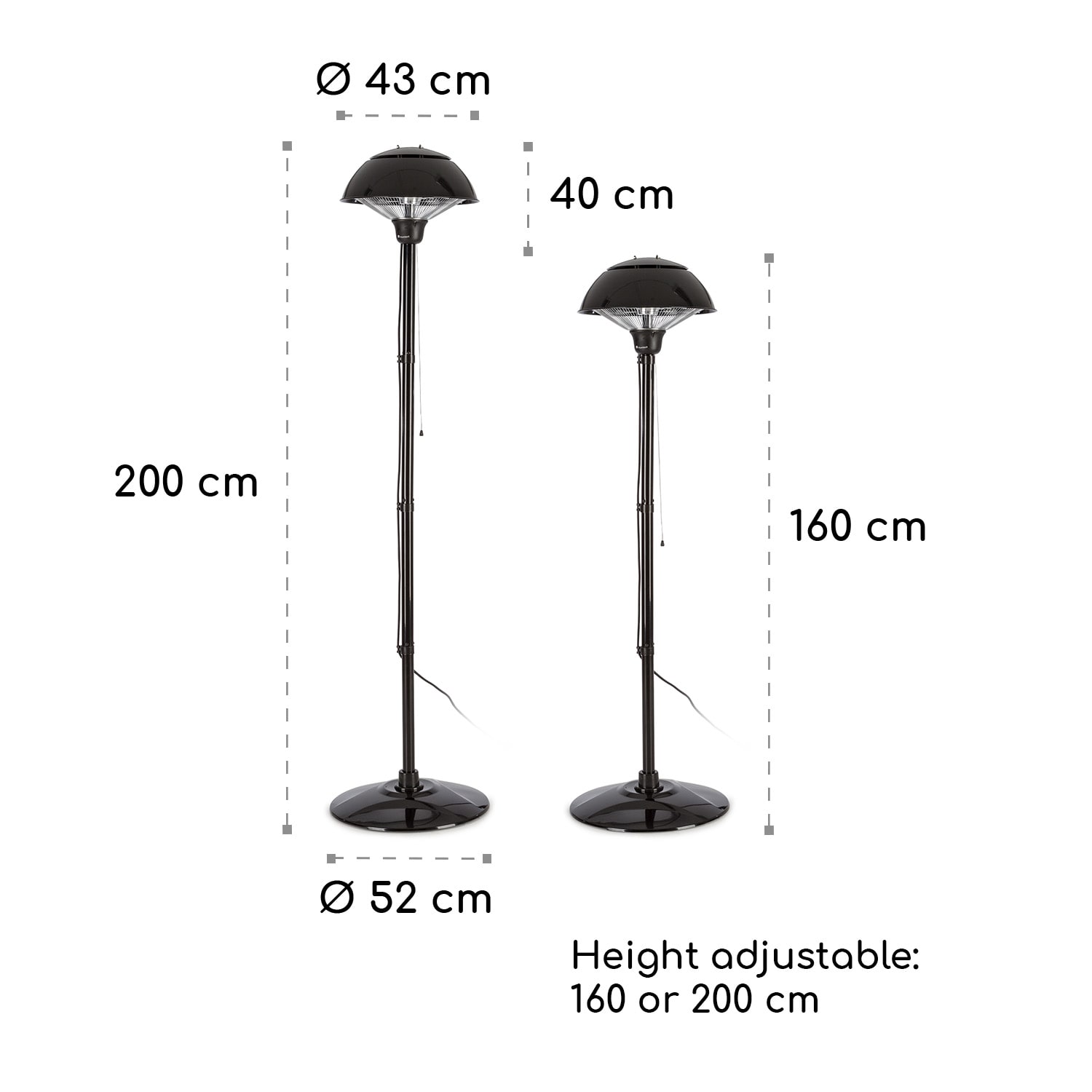 Heat Guard Backline, infracrvena grijalica, 750/1500 W, Carbon, IP34 