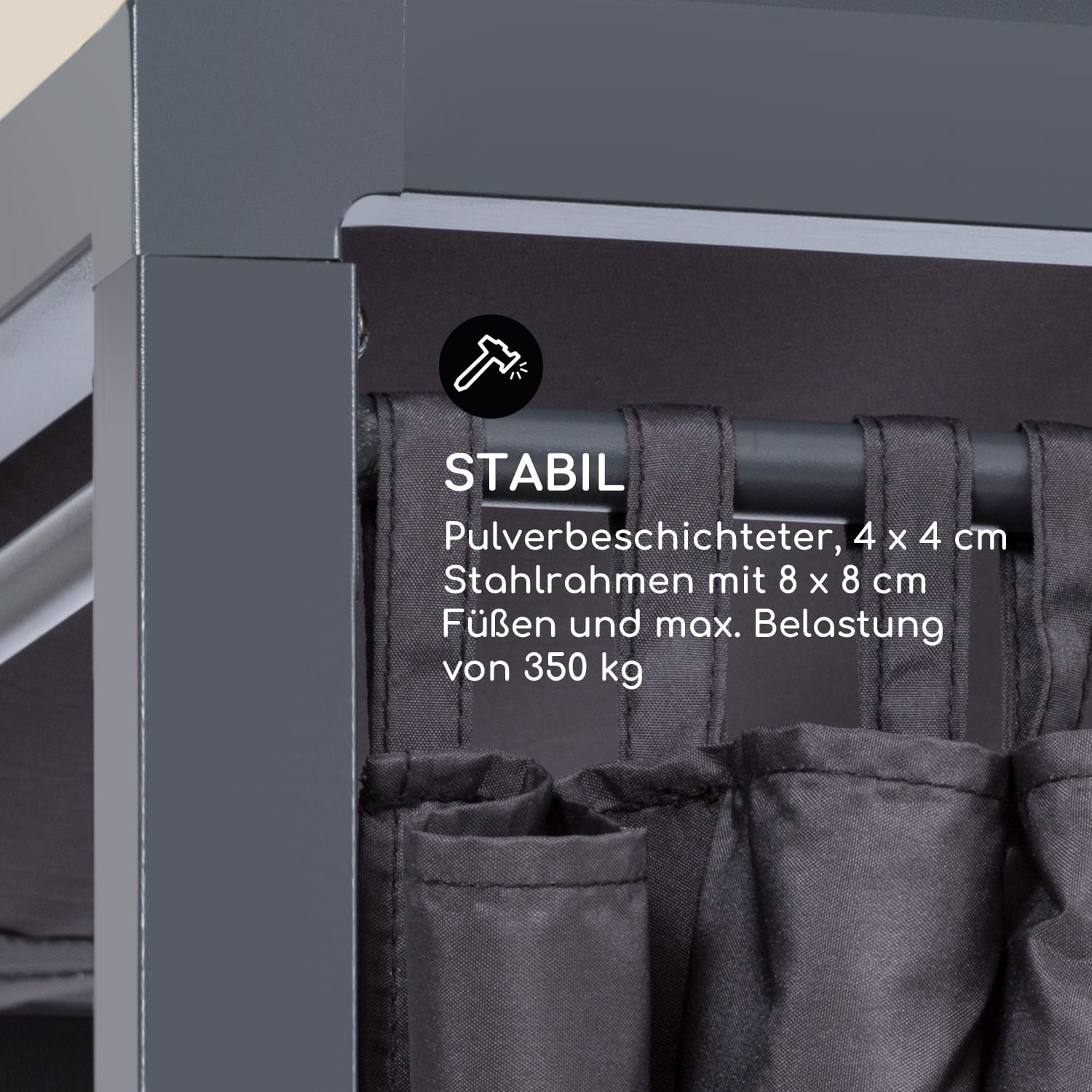 Senator Lounge Gartenliege 188x208x205cm Sonnendach Polyester Stahl Dunkelgrau