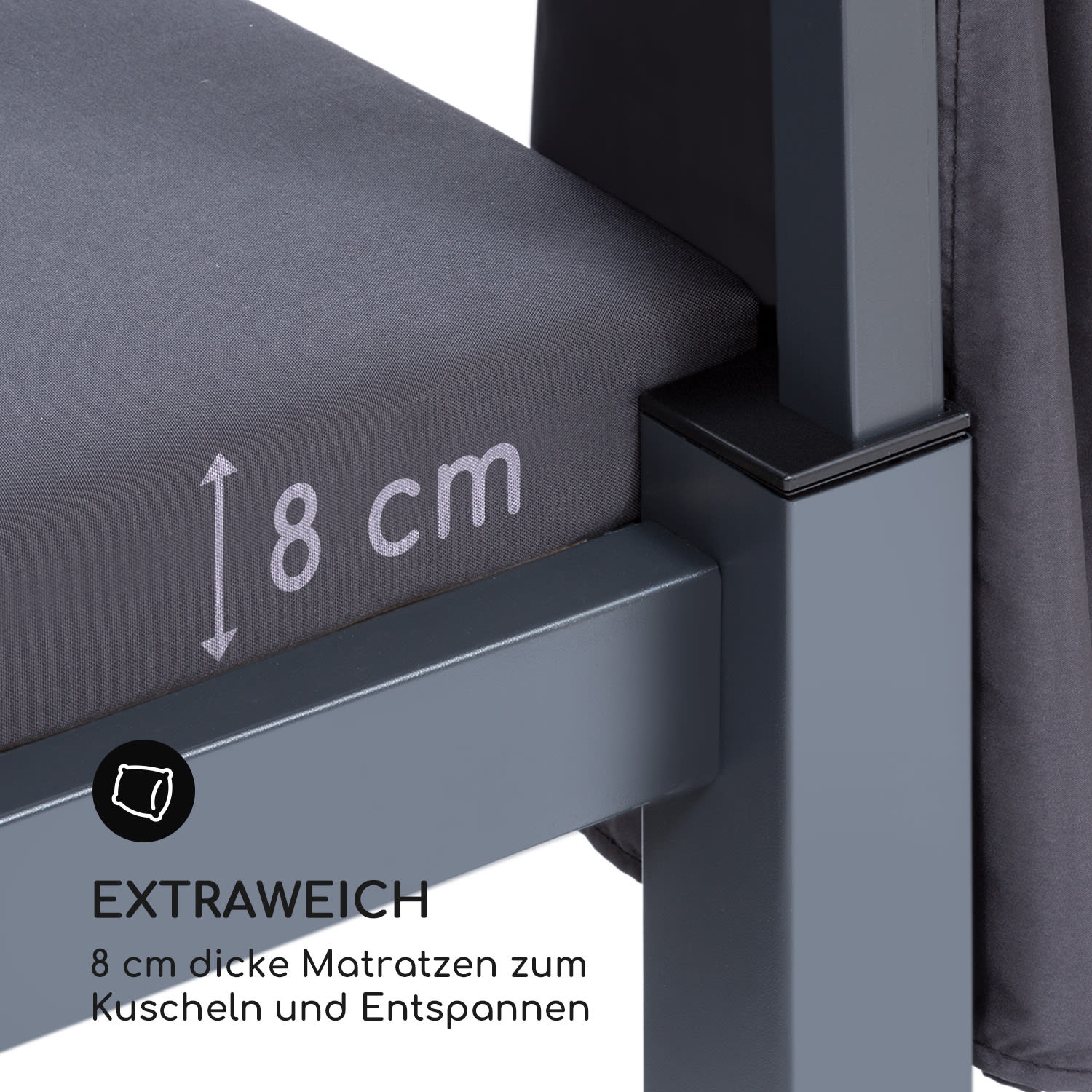 Senator Lounge Gartenliege 188x208x205cm Sonnendach Polyester Stahl Dunkelgrau