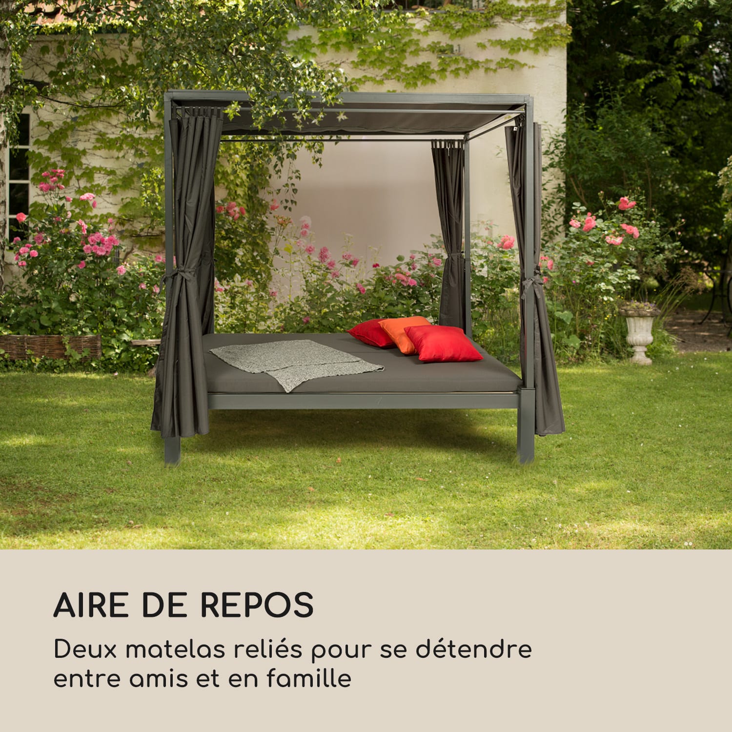 Senator Lounge Transat 188 x 208 x 205cm pare-soleil - gris Gris Foncé