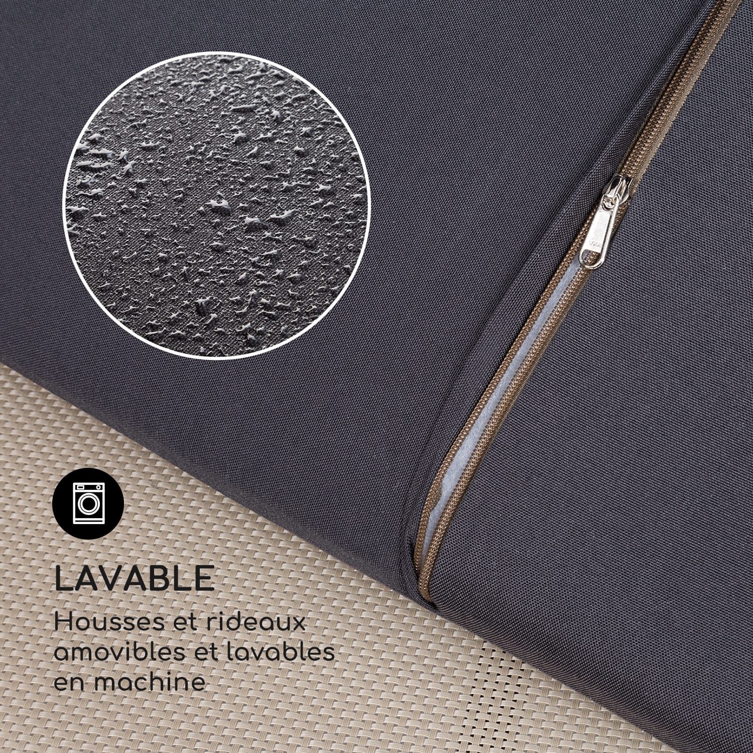 Senator Lounge Transat 188 x 208 x 205cm pare-soleil - gris Gris Foncé