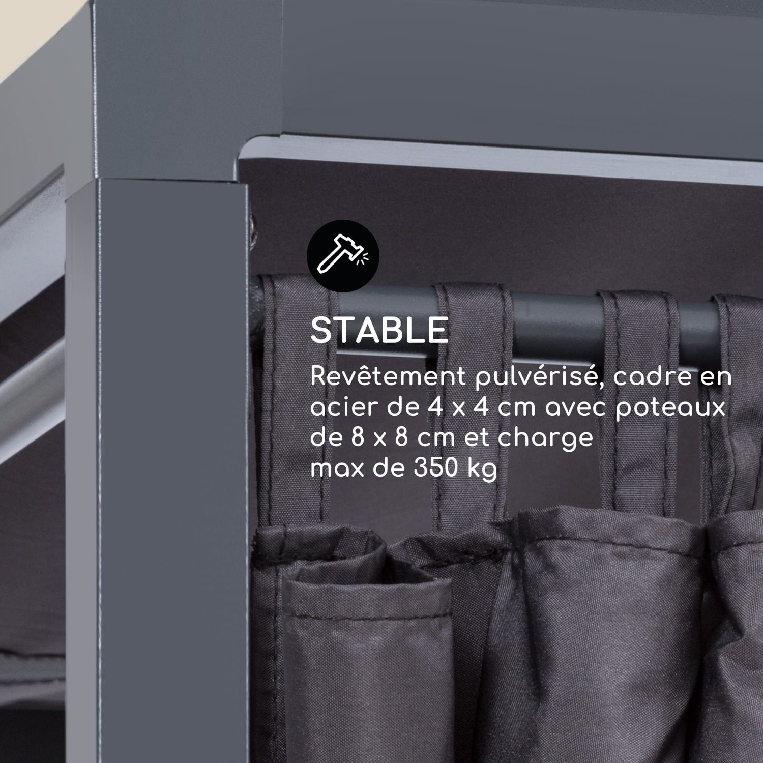Senator Lounge Transat 188 x 208 x 205cm pare-soleil - gris Gris Foncé