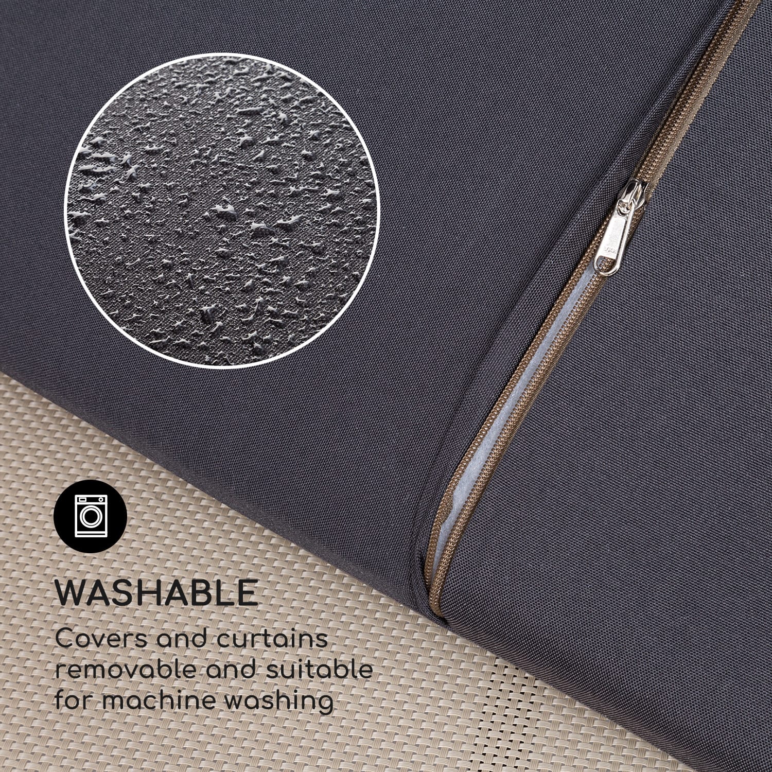 Senator Lounge, leżak ogrodowy, leżanka, 188 x 208 x 205 cm, dach przeciwsłoneczny Ciemnoszary