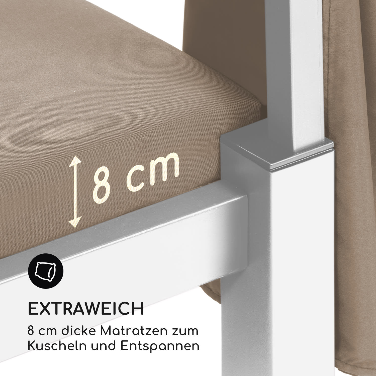 Senator Lounge Gartenliege 188x208x205cm Sonnendach Polyester Stahl Warmes Taupe