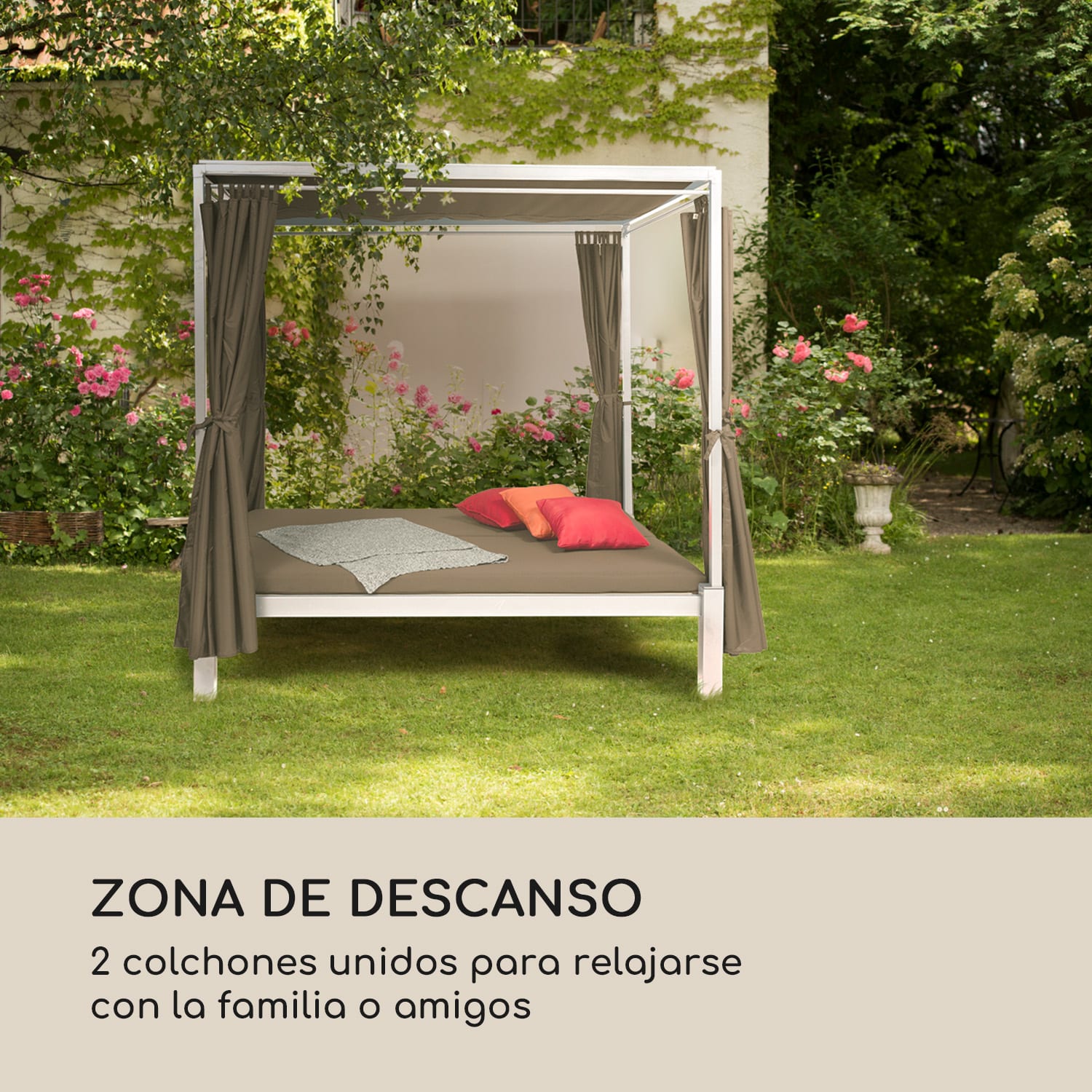 Senator Lounge Tumbona de jardín 188x208x205 cm Toldo Marrón topo Topo Cálido