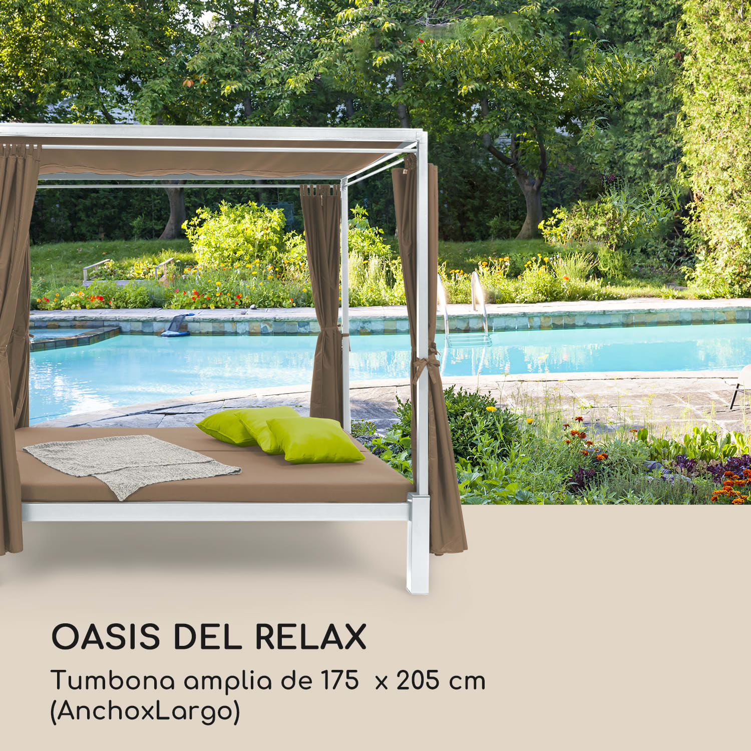 Senator Lounge Tumbona de jardín 188x208x205 cm Toldo Marrón topo Topo Cálido