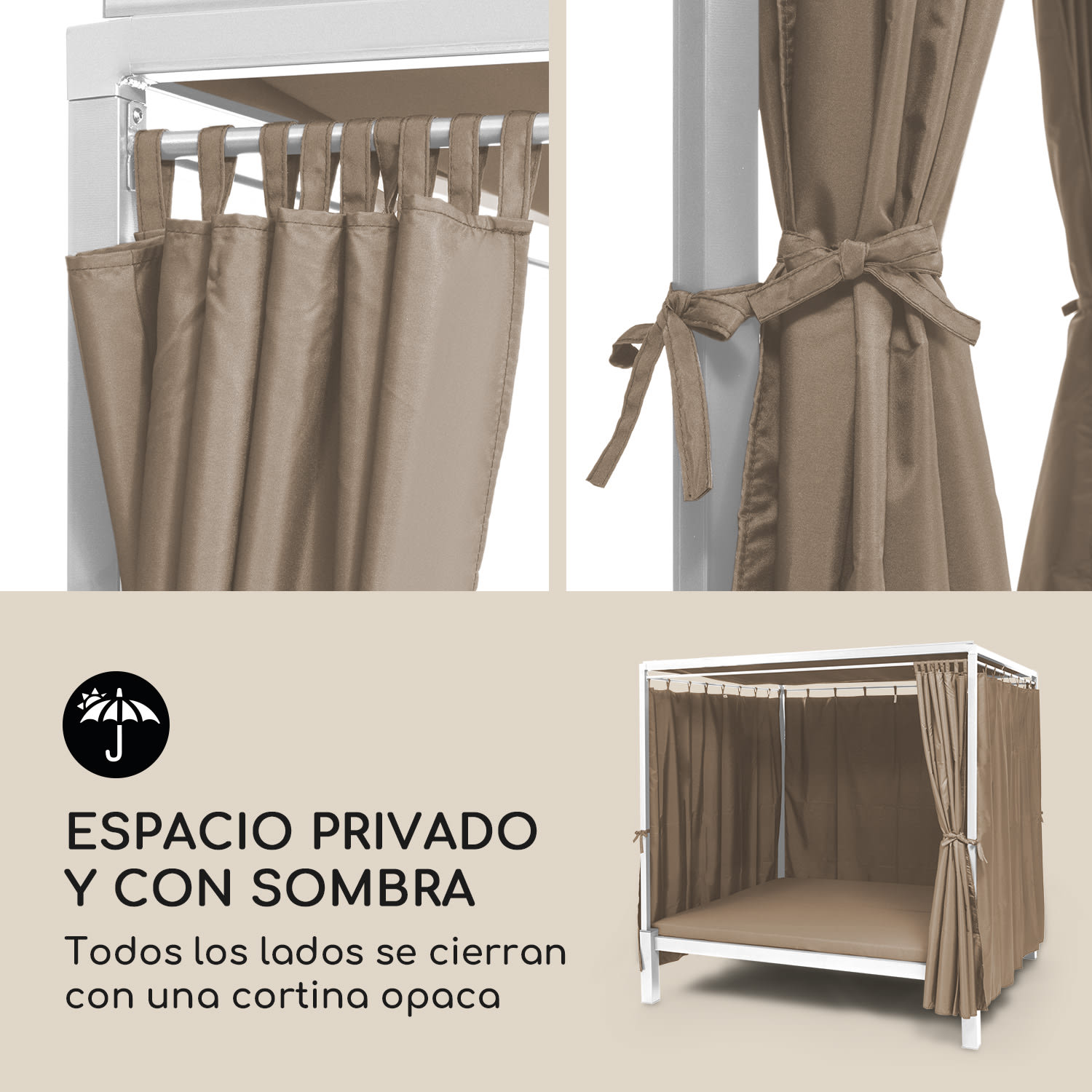 Senator Lounge Tumbona de jardín 188x208x205 cm Toldo Marrón topo Topo Cálido