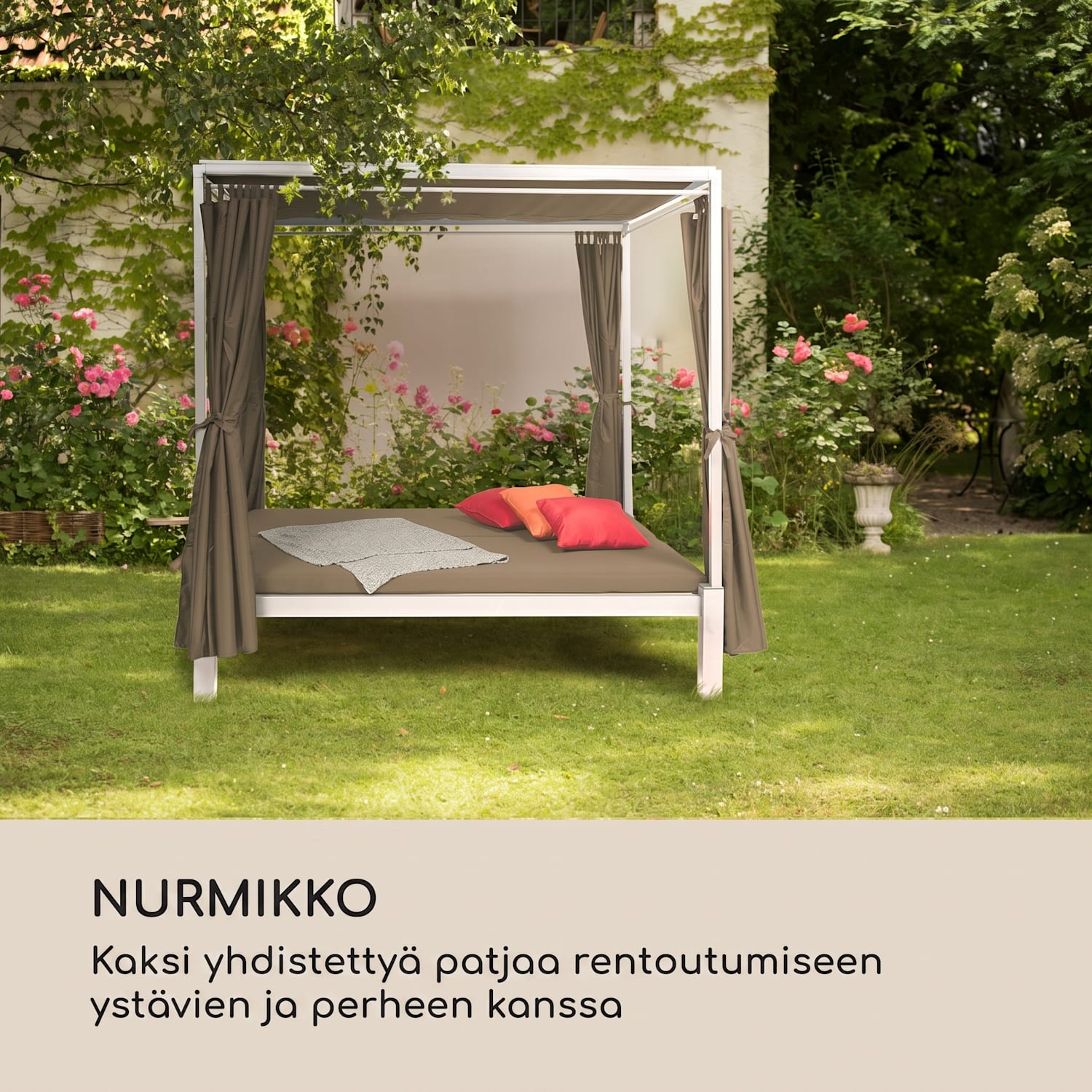 Senator Lounge puutarhatuoli 188x208x205cm aurinkokatos beige Lämmin Taupe