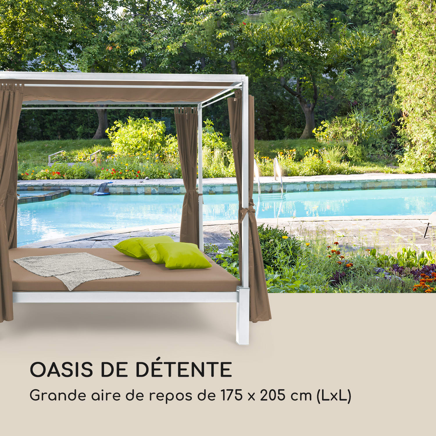Senator Lounge Transat 188 x 208 x 205cm pare-soleil - taupe Taupe chaud