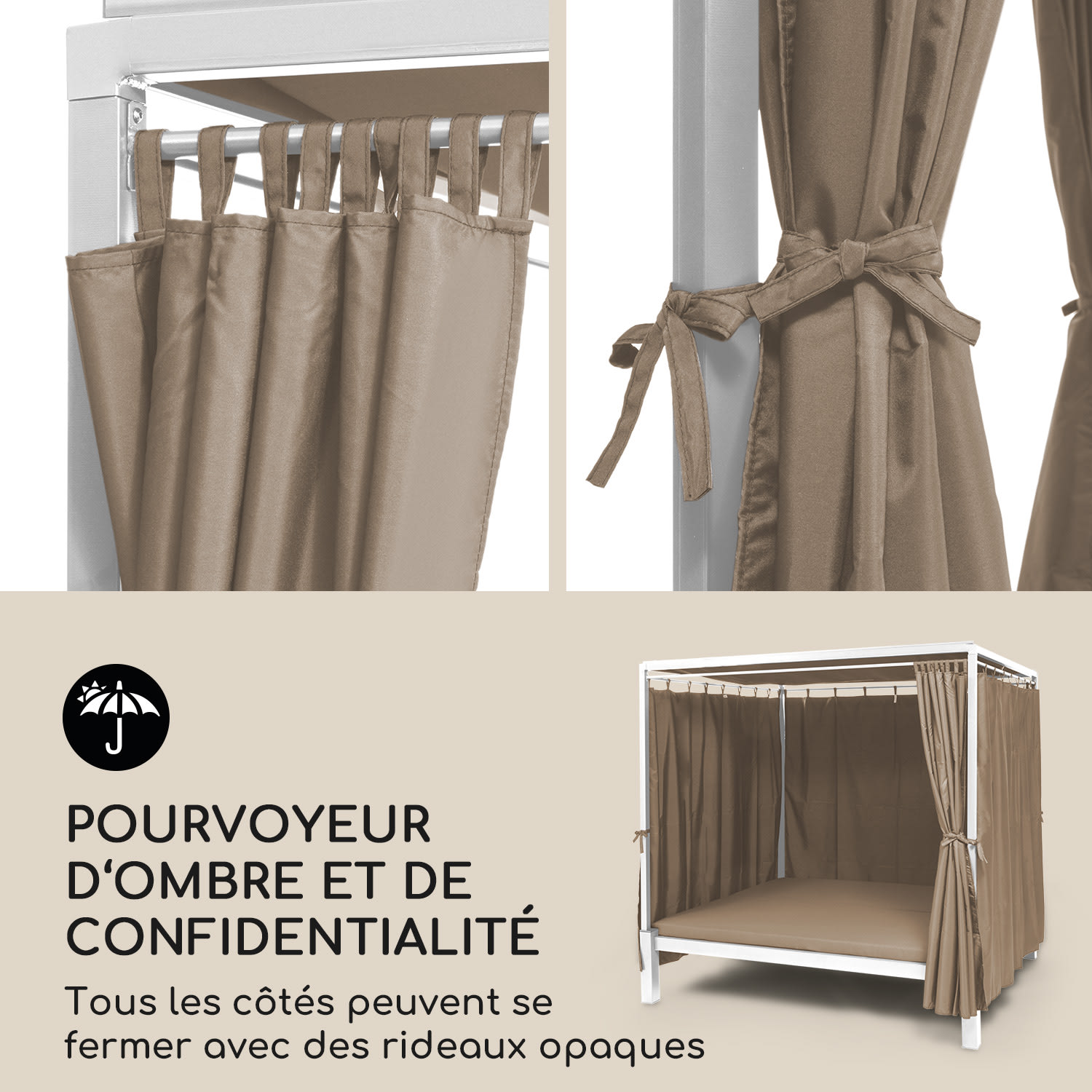 Senator Lounge Transat 188 x 208 x 205cm pare-soleil - taupe Taupe chaud