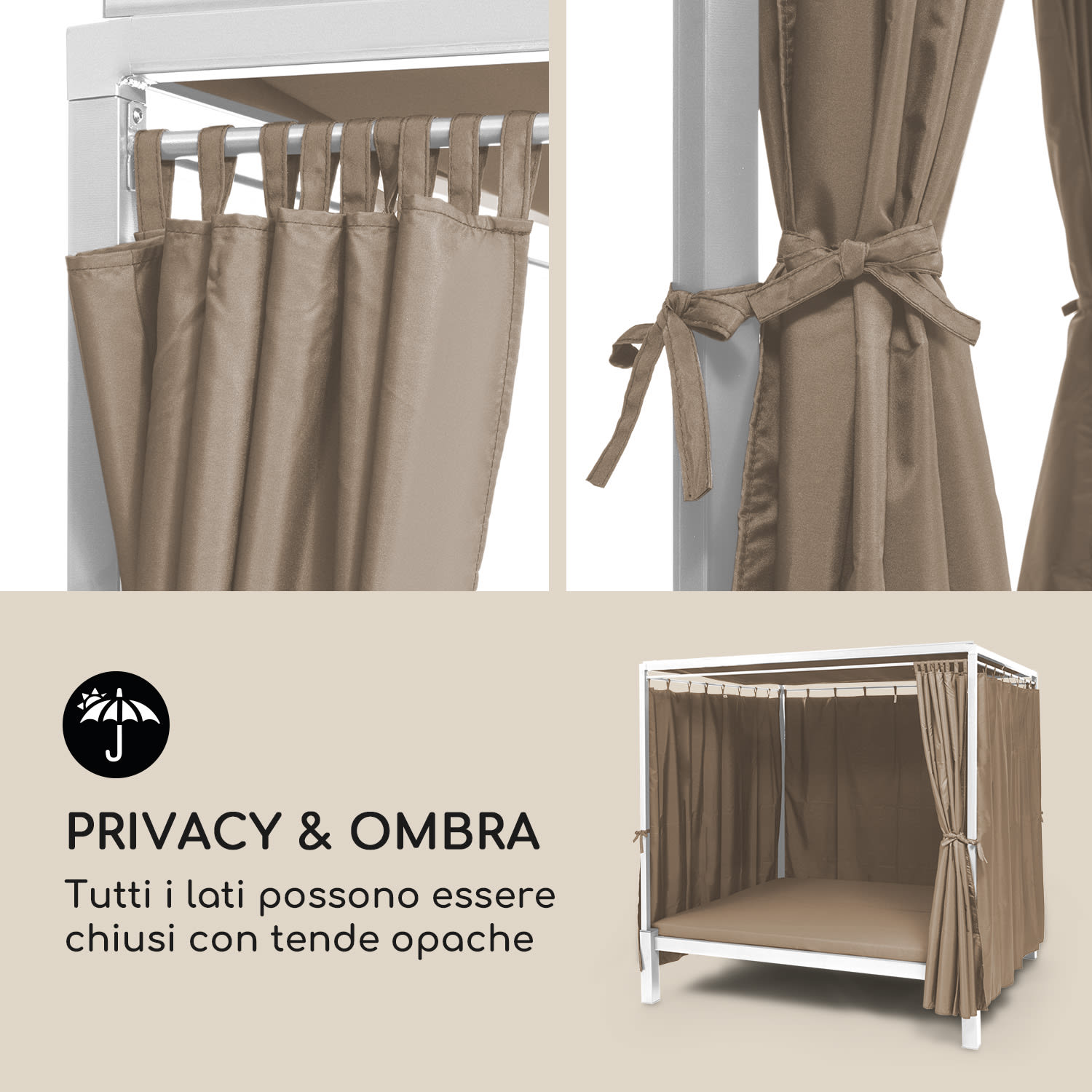 Senator Lounge Sdraio da Giardino 188x208x205cm Parasole talpa Taupe caldo