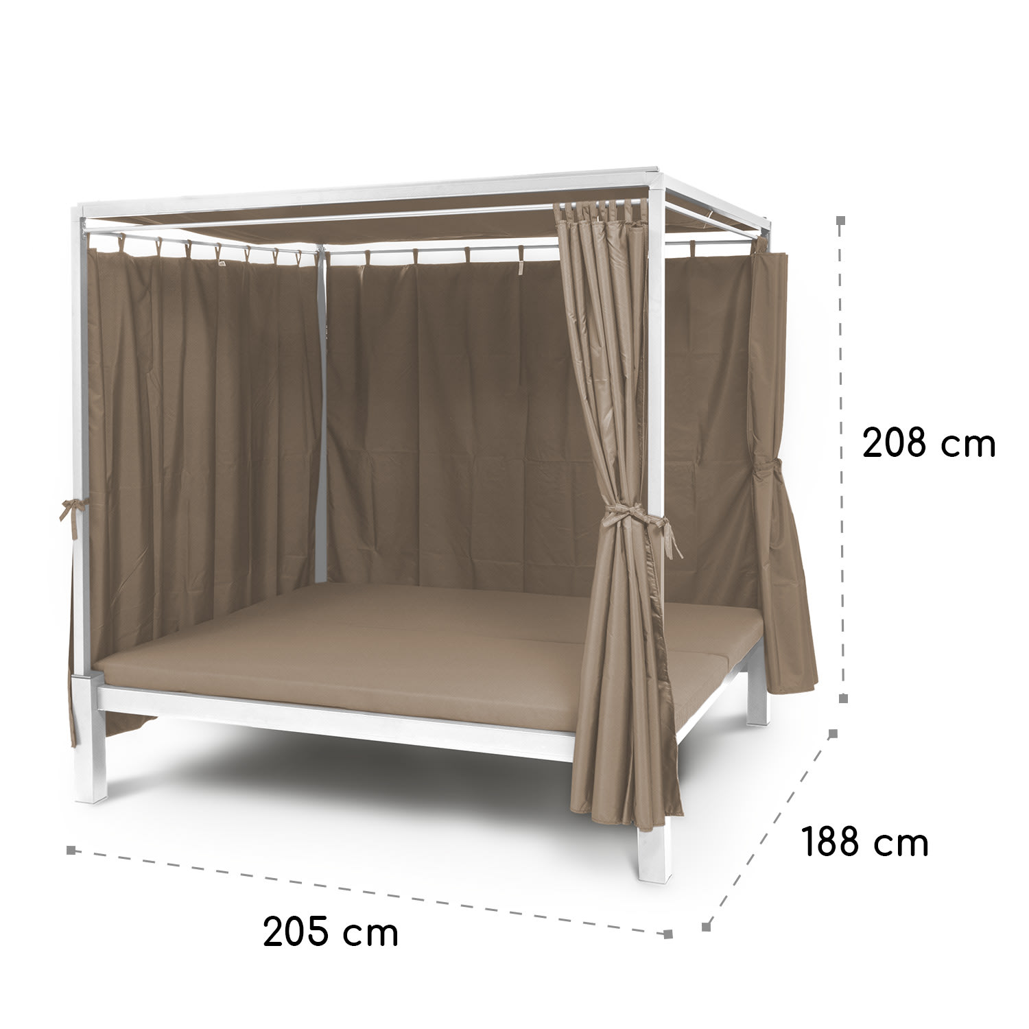 Senator Lounge Garden Lounger 188x208x205cm Sunshade Taupe Warm Taupe
