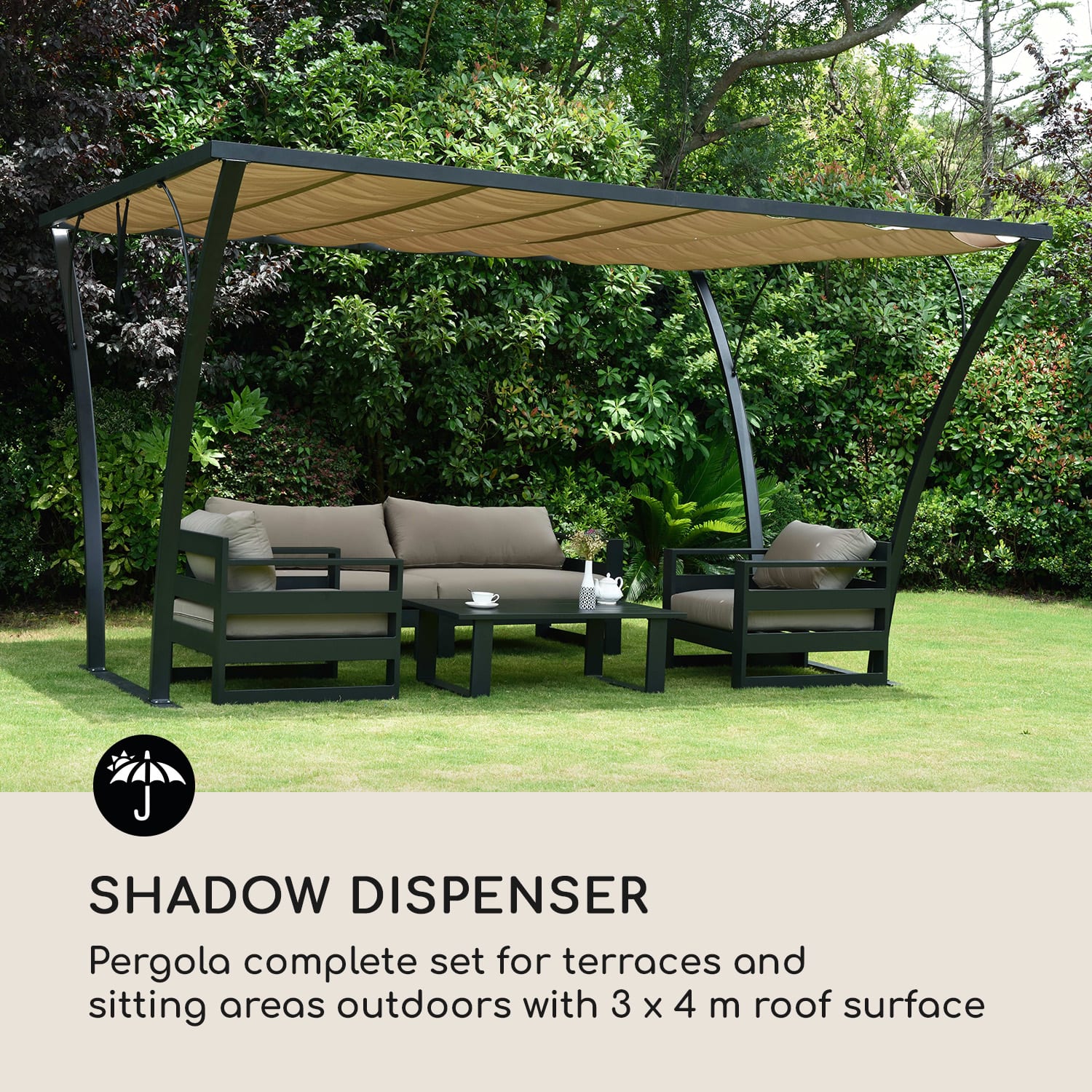 Palazzo, altana ogrodowa, pawilon, pawilon, 4 x 3 m, składany dach, aluminium 