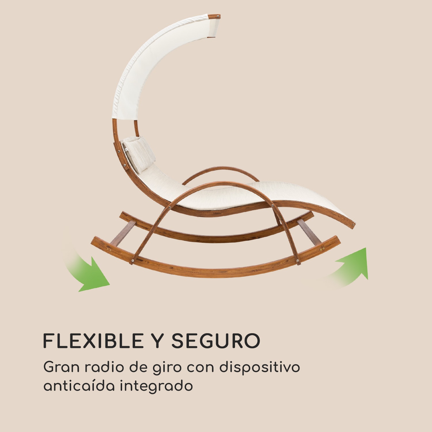 Mauritius Tumbona Columpio con techo ComfortMesh máx. 180 kg Resistente a la intemperie Crema 