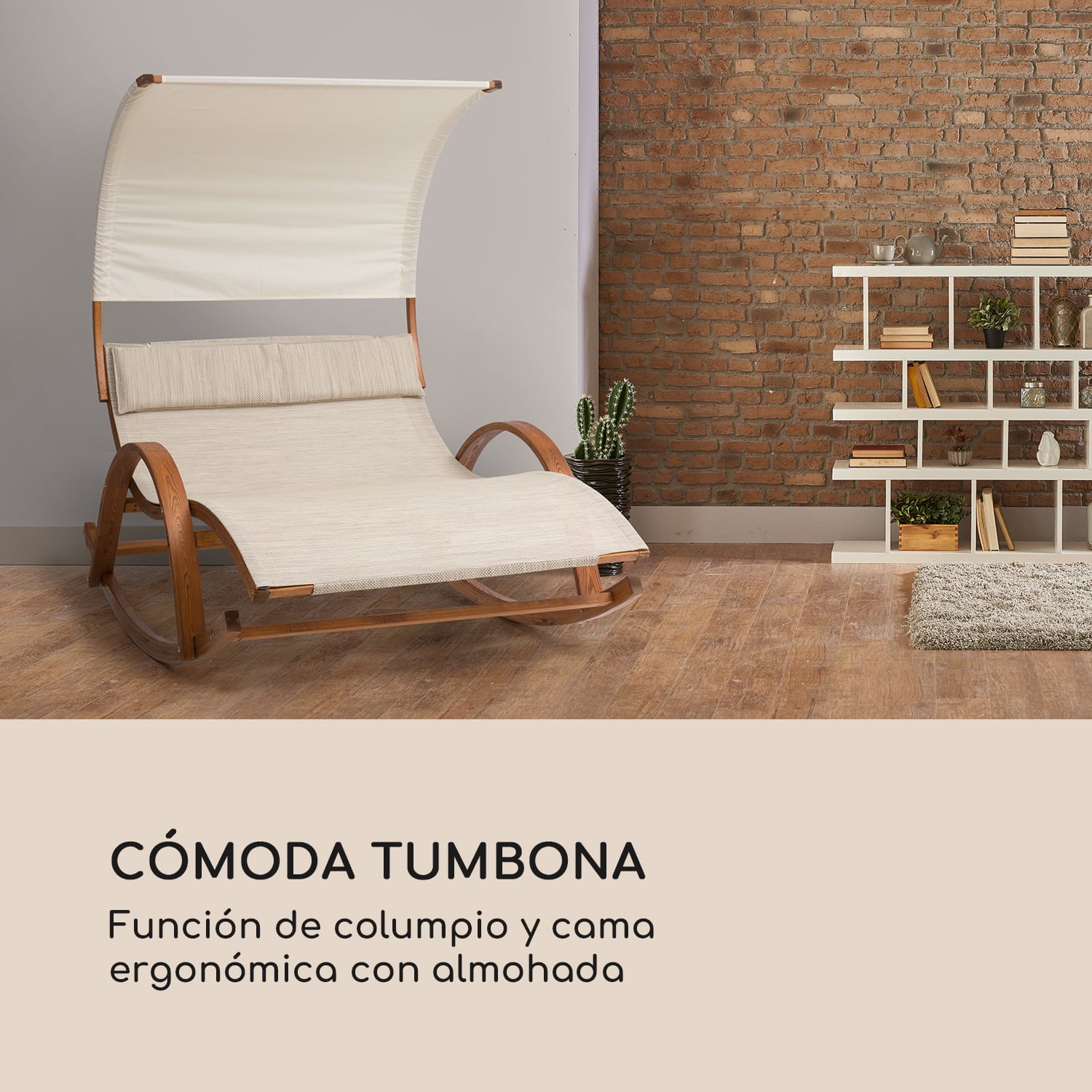 Mauritius Tumbona Columpio con techo ComfortMesh máx. 180 kg Resistente a la intemperie Crema 