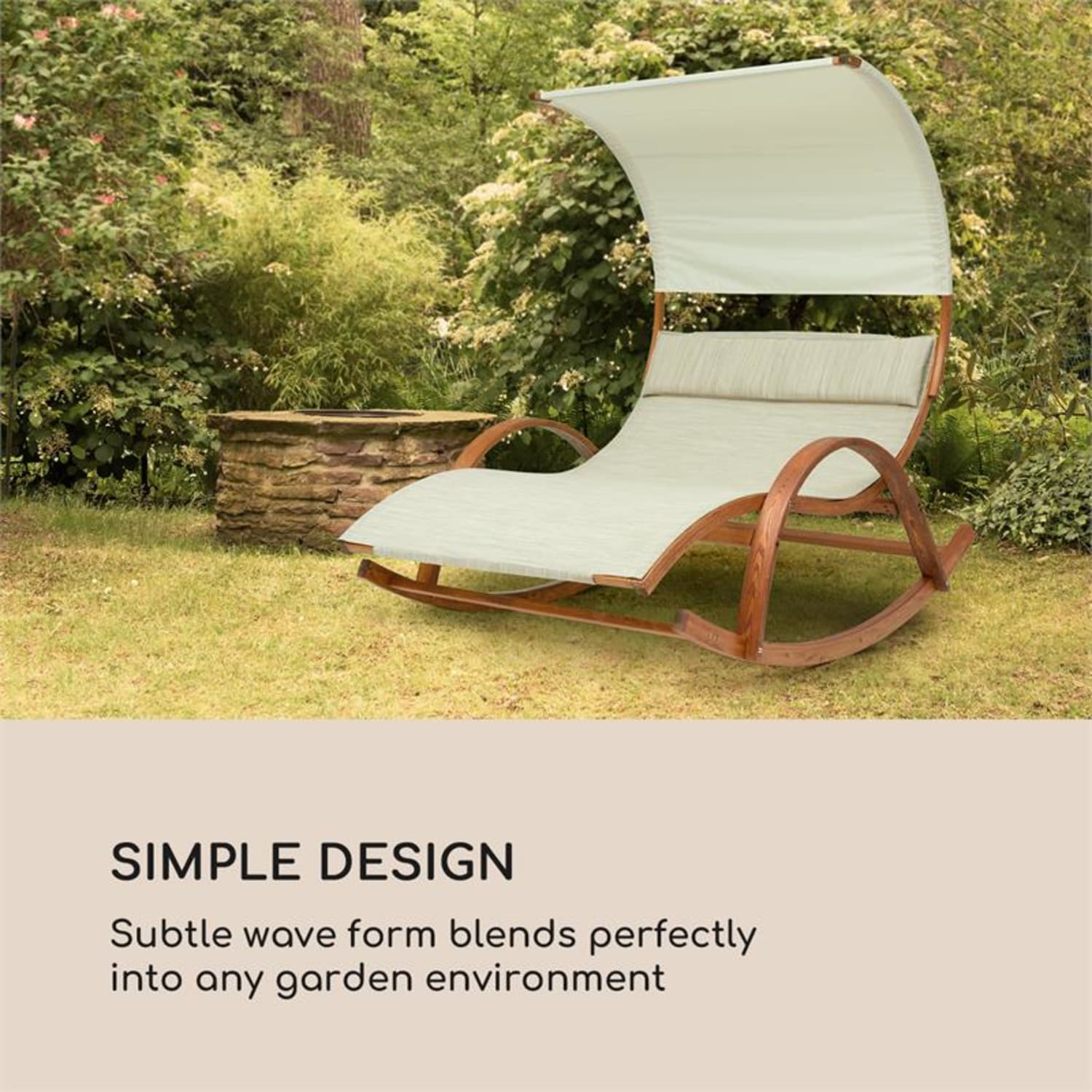 Mauritius, gugalni ležalnik, s streho, ComfortMesh, 180 kg maks., vodoodporen, krem 