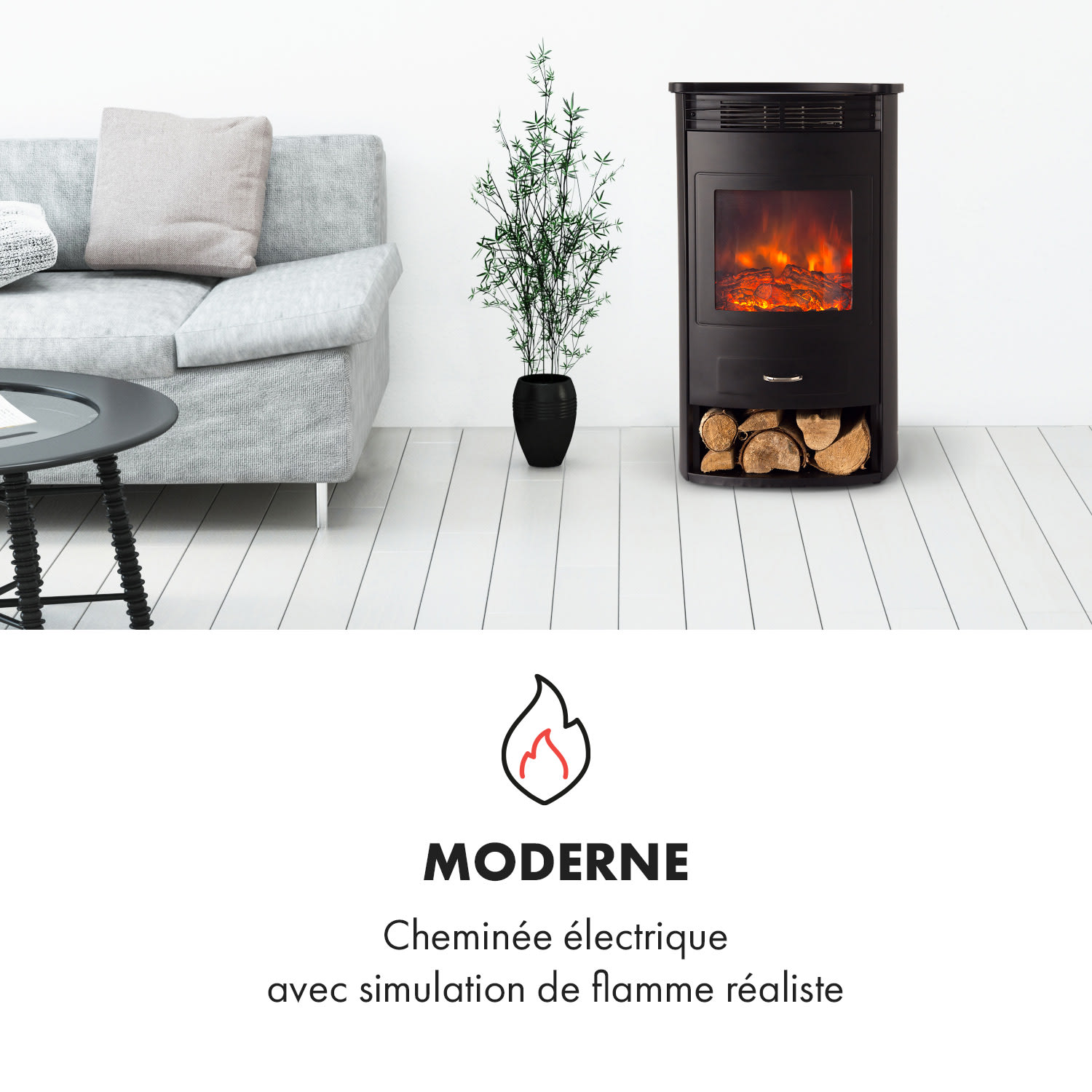 Bormio Cheminée électrique 950/1800W thermostat minuterie hebdomadaire 1800 W | Oui | Noir