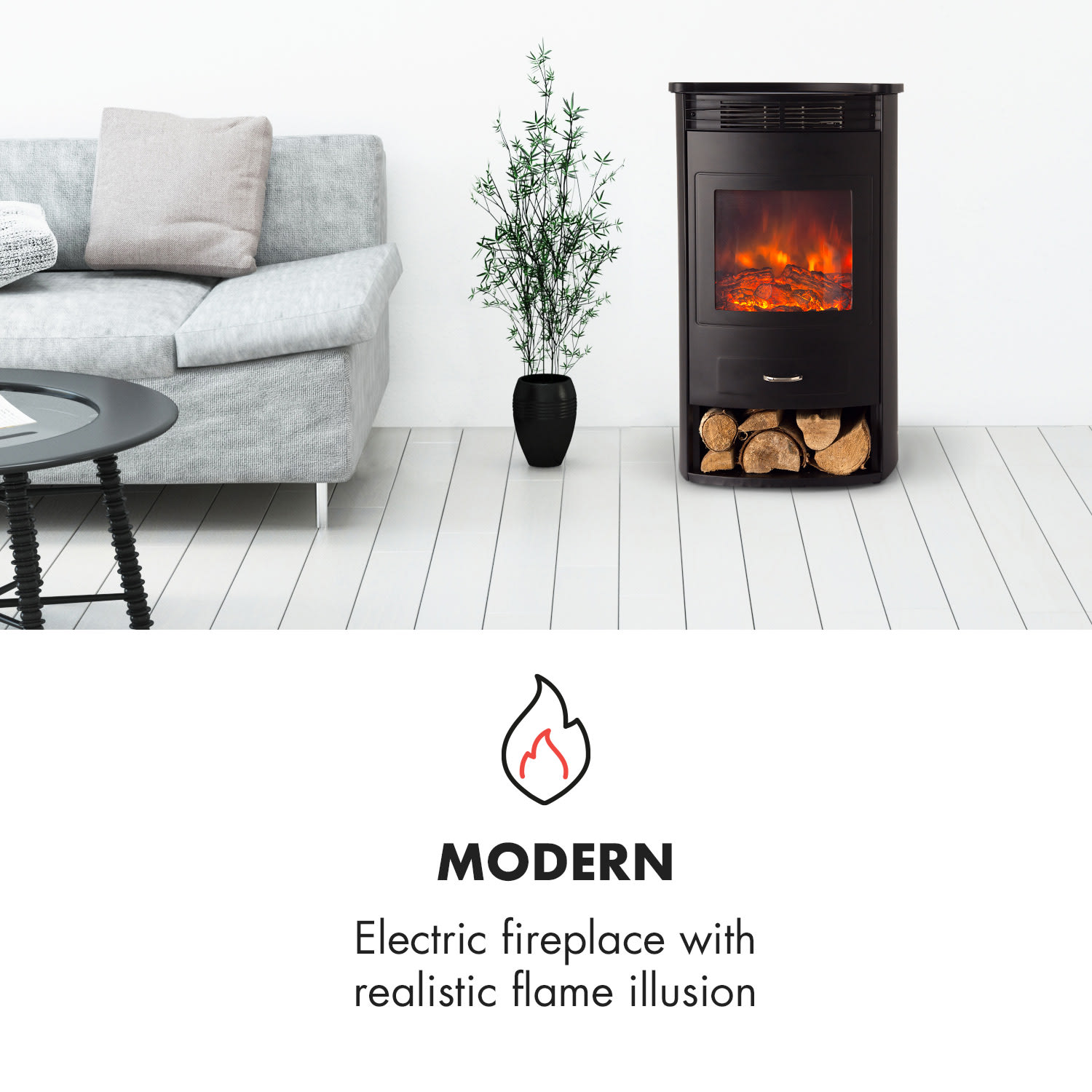 Bormio Electric Fireplace 950/1800W Thermostat Weekly Timer 1800 W | Yes | Black