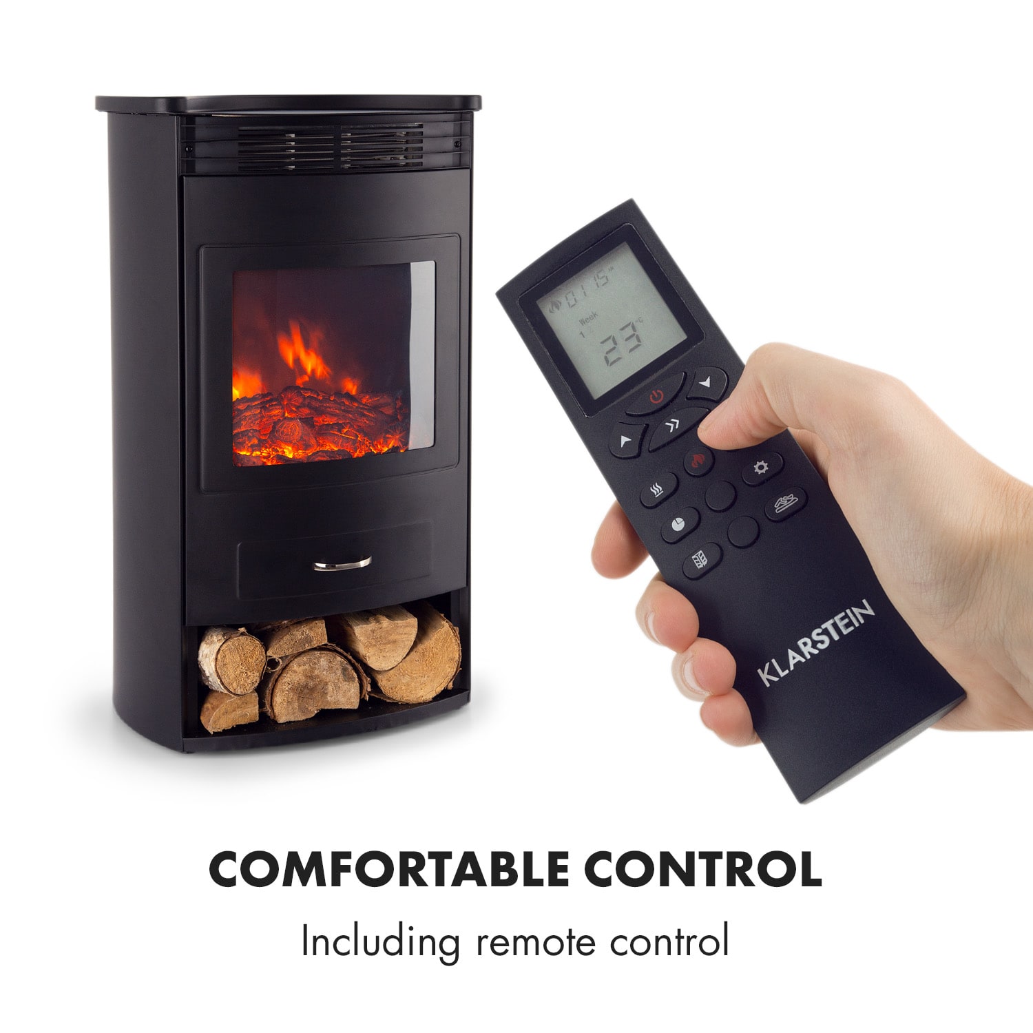 Bormio Electric Fireplace 950/1800W Thermostat Weekly Timer 1800 W | Yes | Black