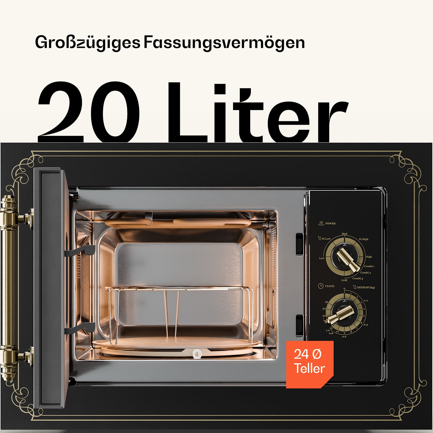 Victoria 20 Microonde ad Incasso, 20 l, 800 W, Grill: 1000 W, Nero Nero