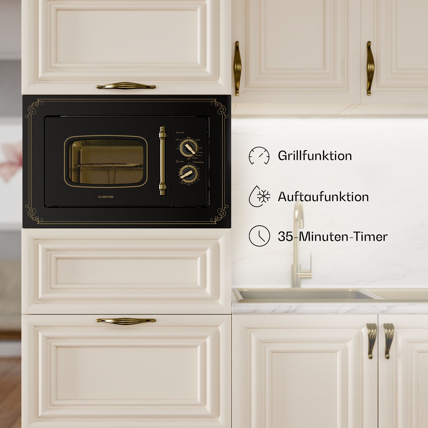 Victoria 20 Microonde ad Incasso, 20 l, 800 W, Grill: 1000 W, Nero Nero