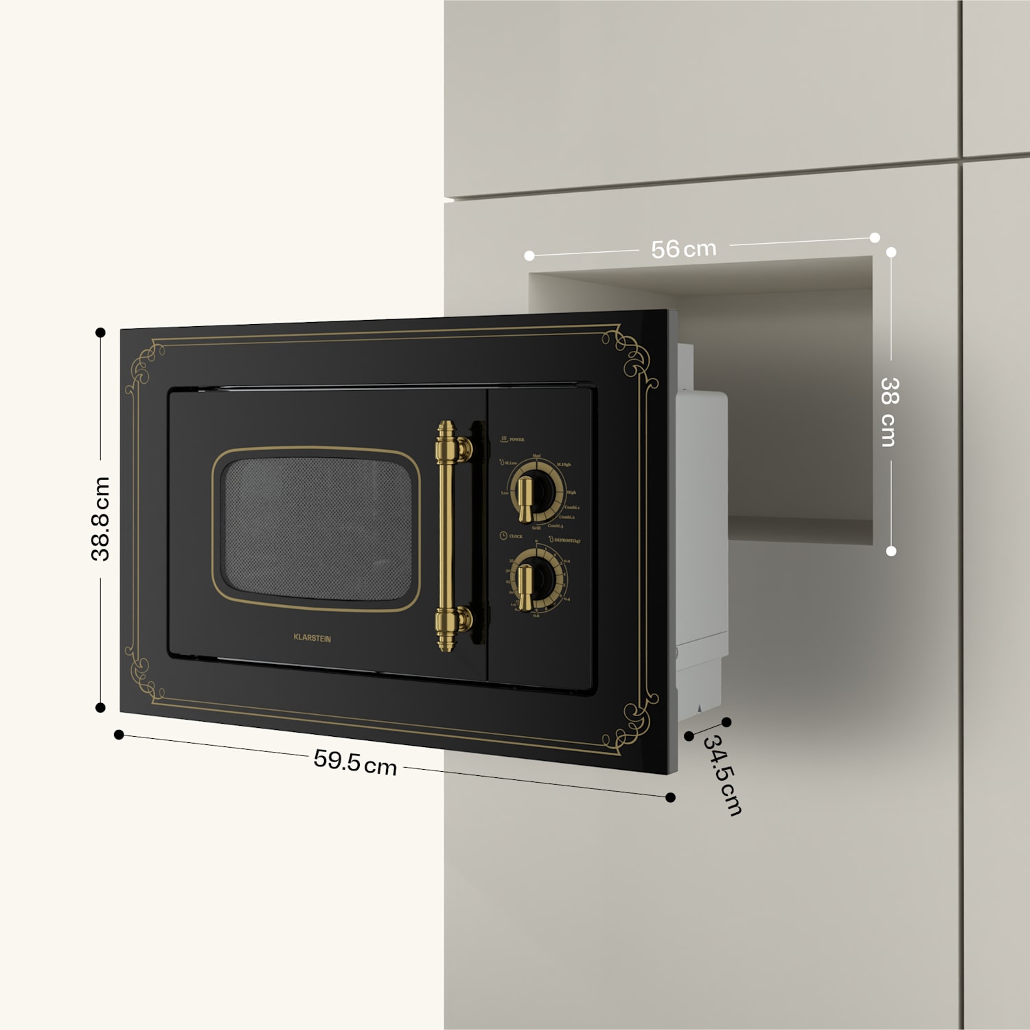 Victoria 20, vgradna mikrovalovna pečica, 20 l, 800 W, žar: 1000 W, črna barva Črna