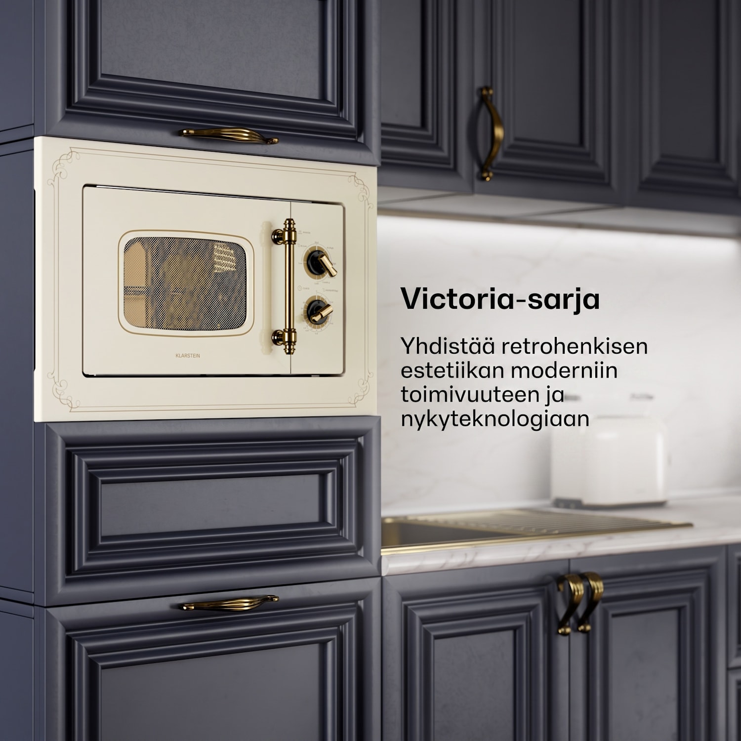 Victoria 20 upotettava mikroaaltouuni, 20 l, 800 w, grilli: 1000 w, norsunluu Vintage Kerma