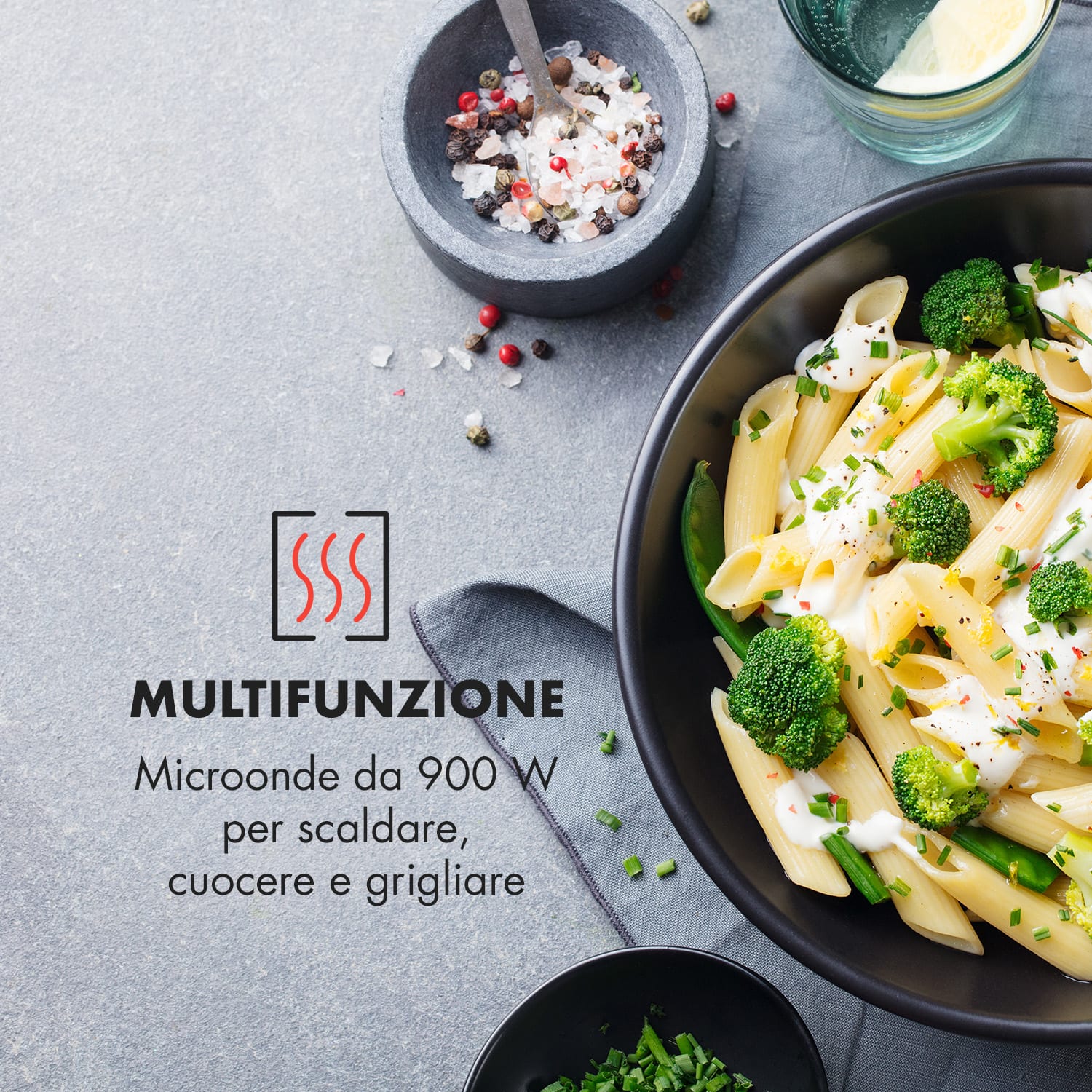 Victoria 25 Microonde a Incasso, 25 l, 900 W, Grill: 1000 W, nero 