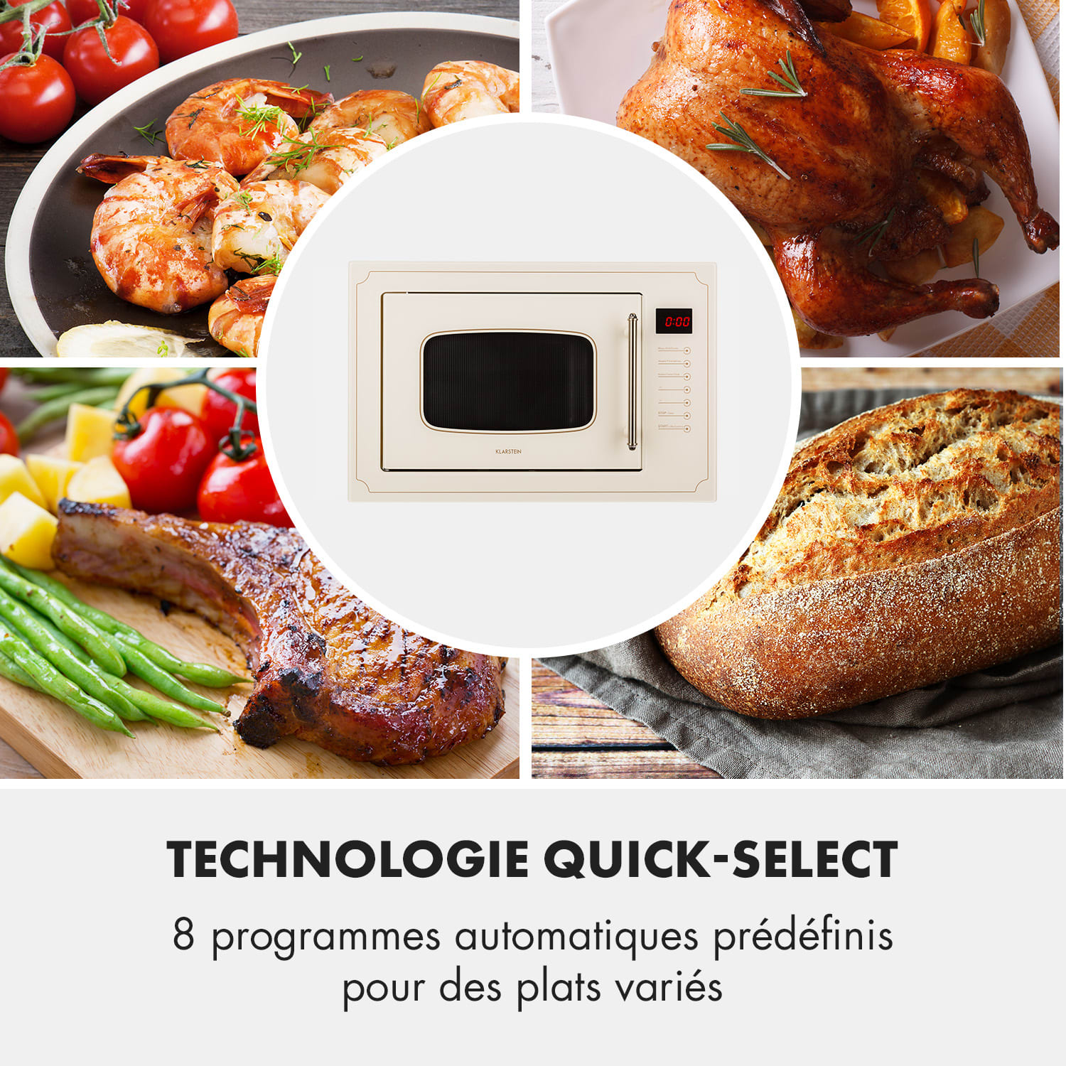 Victoria 25 Four micro-ondes encastrable 25L 900 W Grill 1000W - ivoir Ivoire