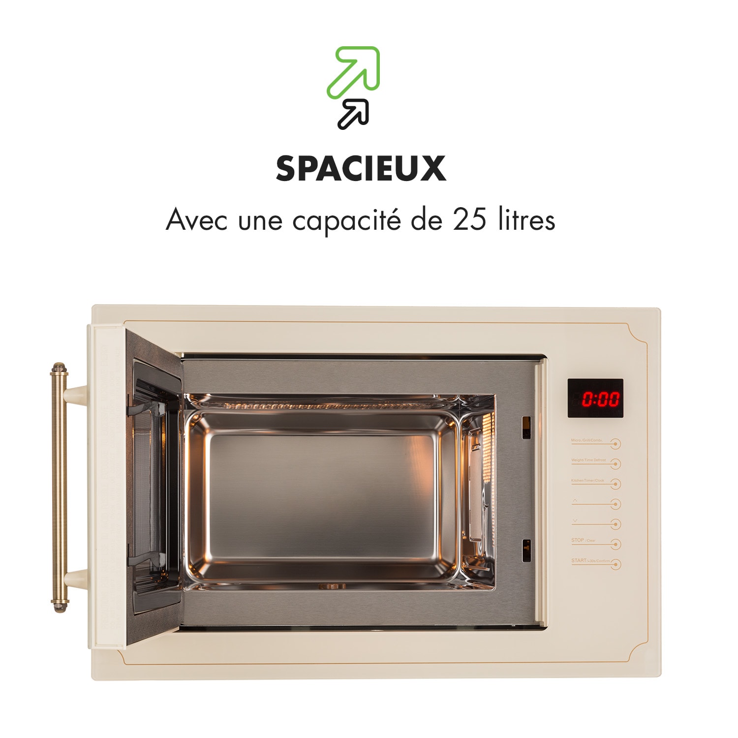 Victoria 25 Four micro-ondes encastrable 25L 900 W Grill 1000W - ivoir Ivoire