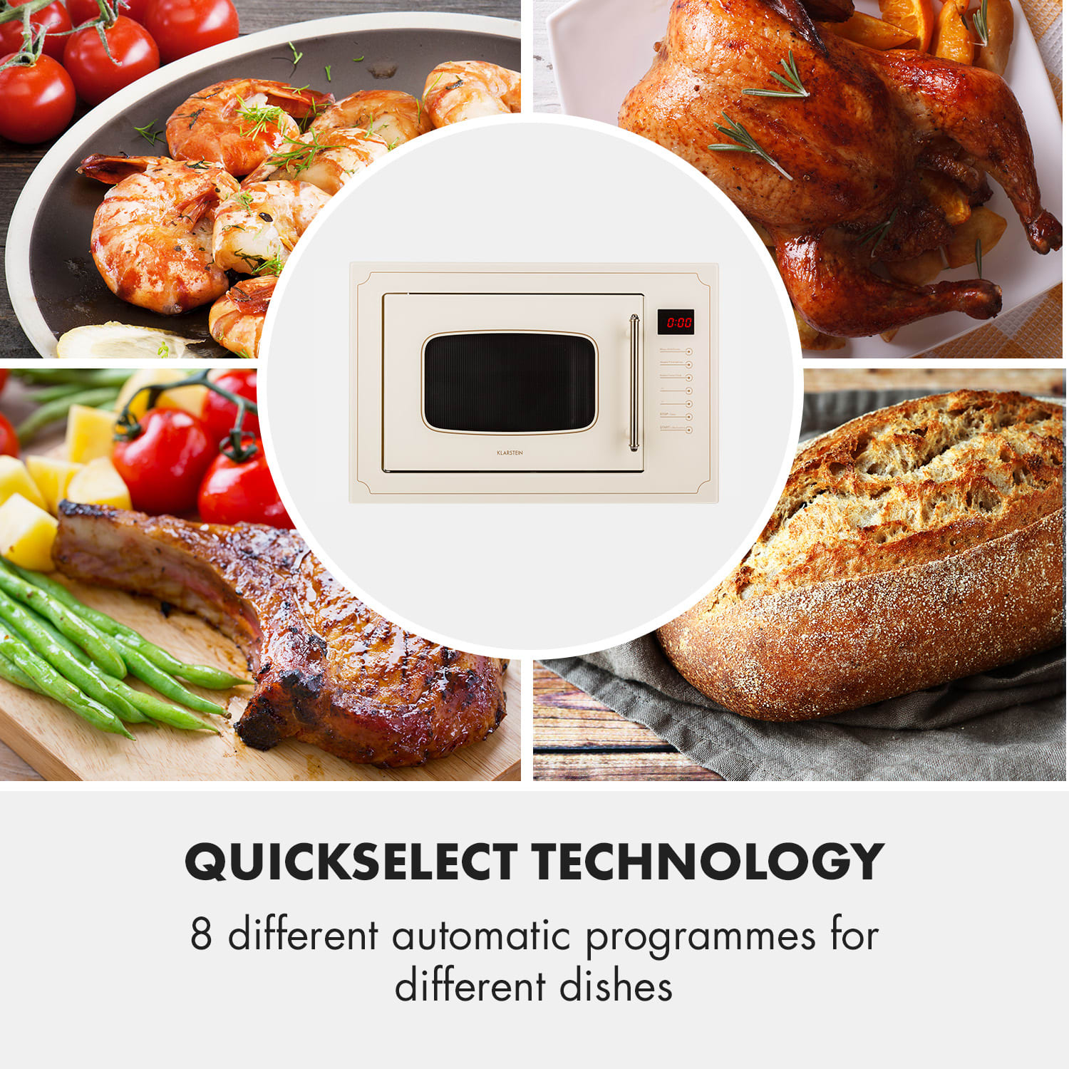 Victoria 25 inbouw magnetron 25 l, 900W, grill: 1000W ivoor Ivoor