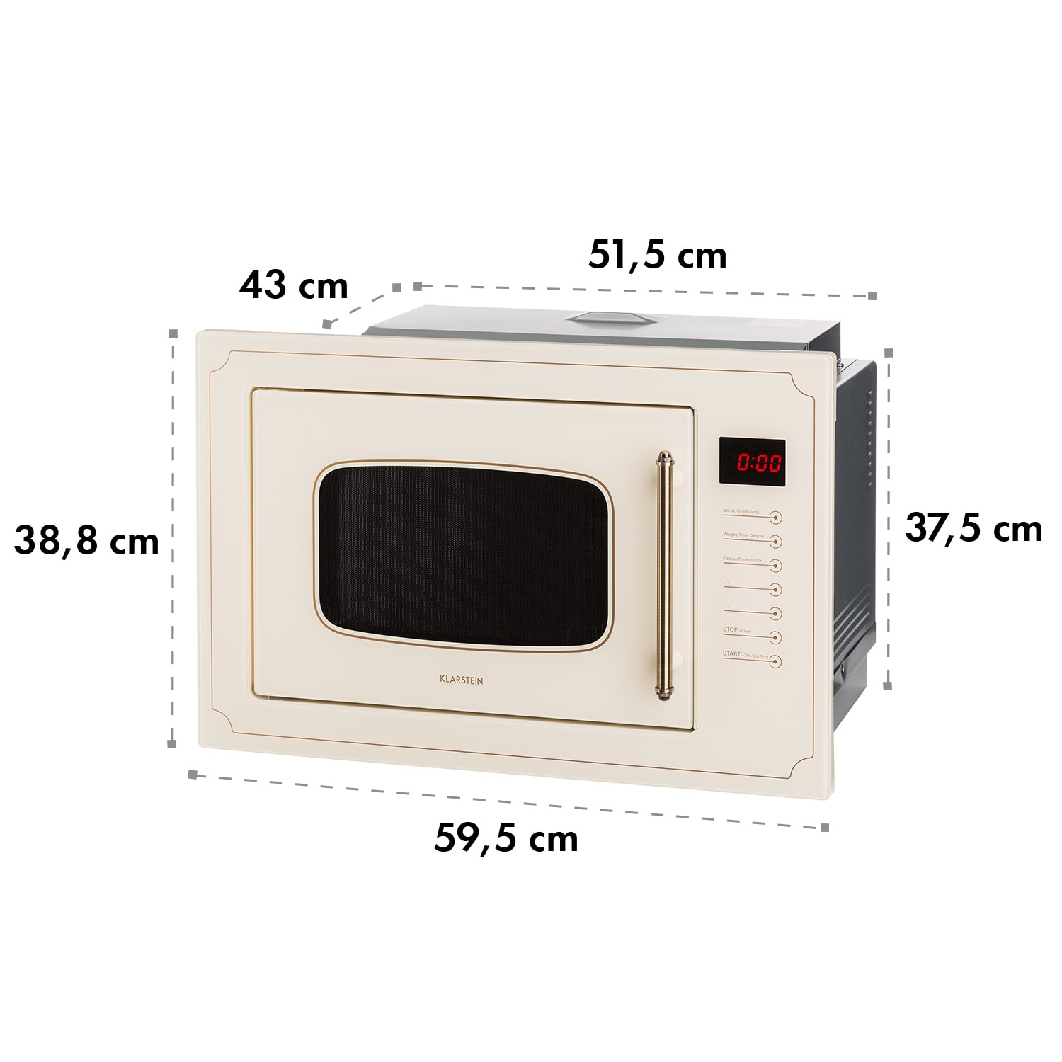 Victoria 25 Microondas encastrable, 25 l, 900 W, Grill: 1000 W, marfil Marfil