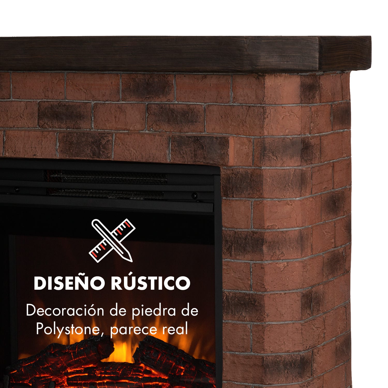 Villach Chimenea eléctrica 1800W Piedra decorativa Polystone Mando a distancia 